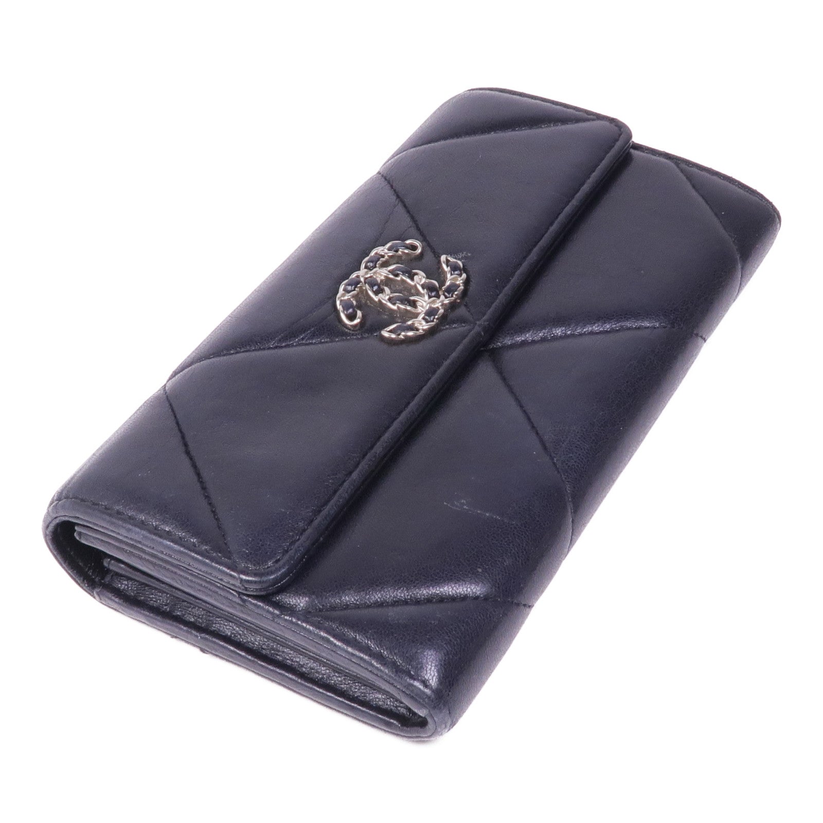 CHANEL 羊皮皮革Wallet銀扣長錢包