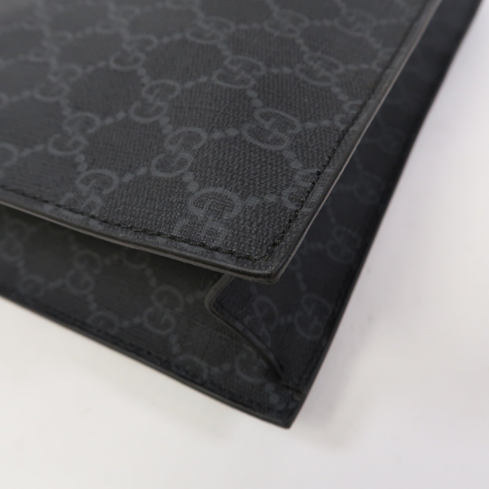 GUCCI 塗層帆布GG Supreme銀扣手挽肩背兩用袋黑色
