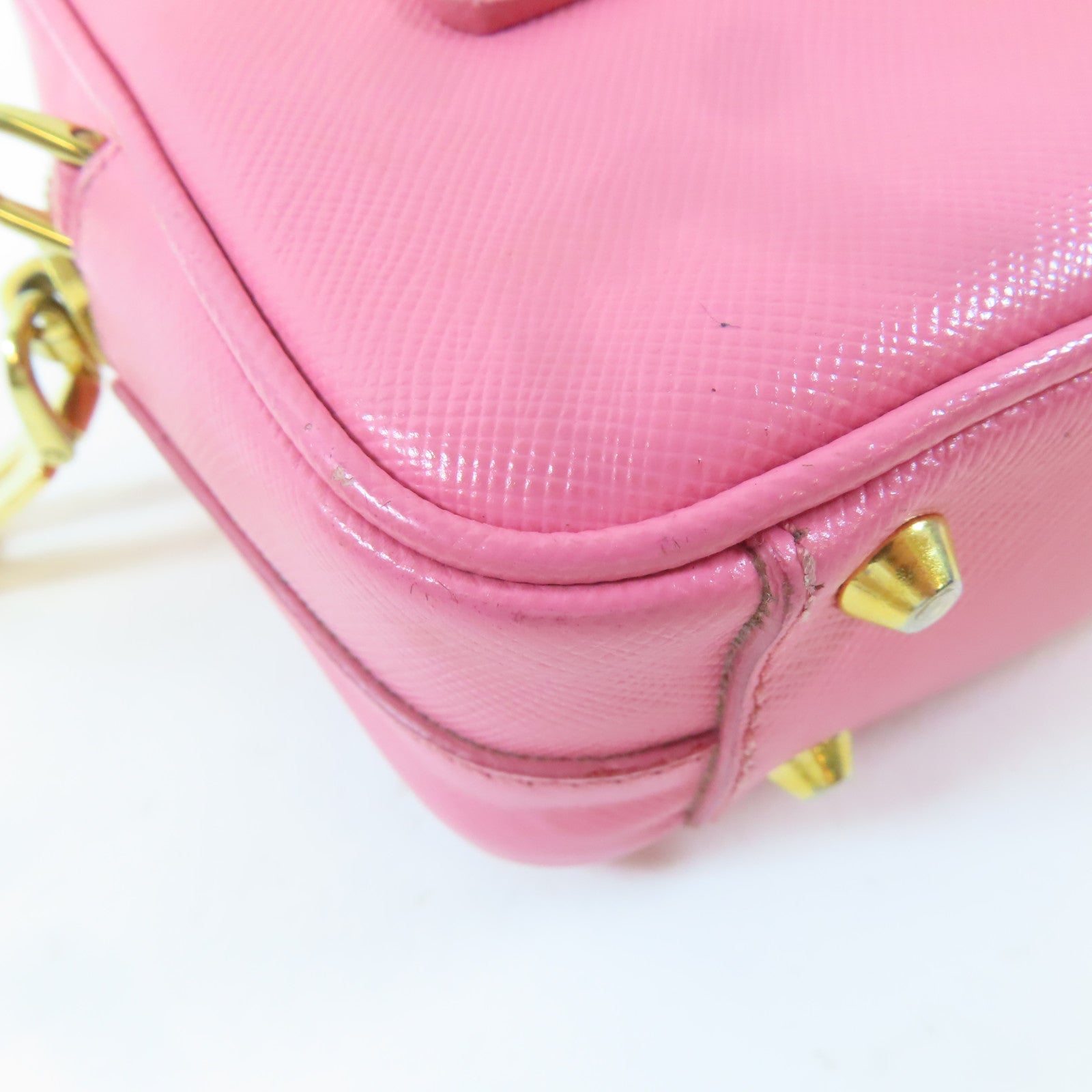 PRADA 牛皮皮革Shoulder Bag金扣鏈帶肩背袋粉紅色