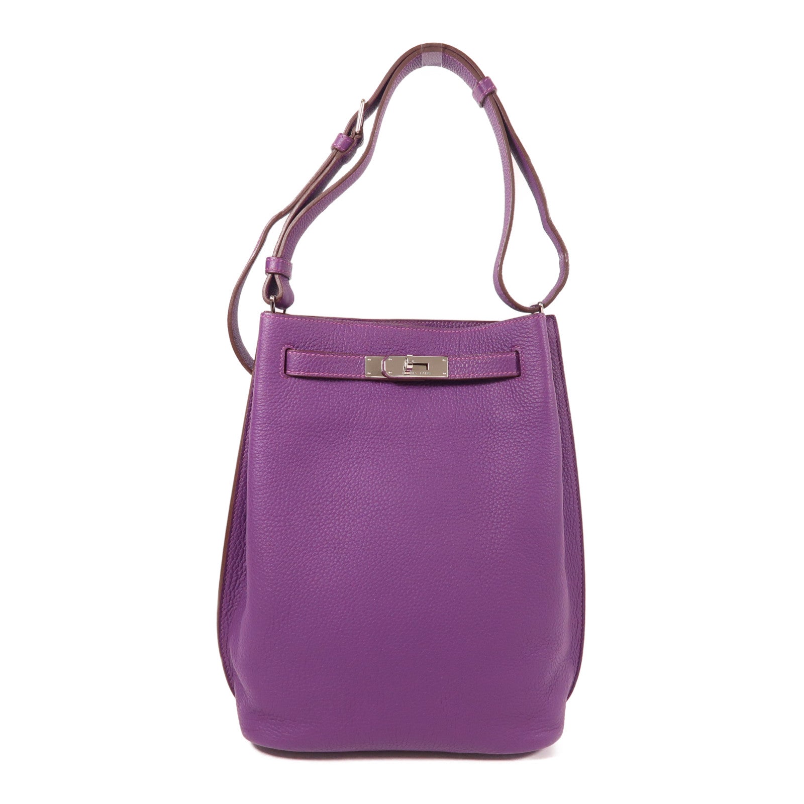 HERMES Clemence皮革So Kelly 22銀扣肩背袋