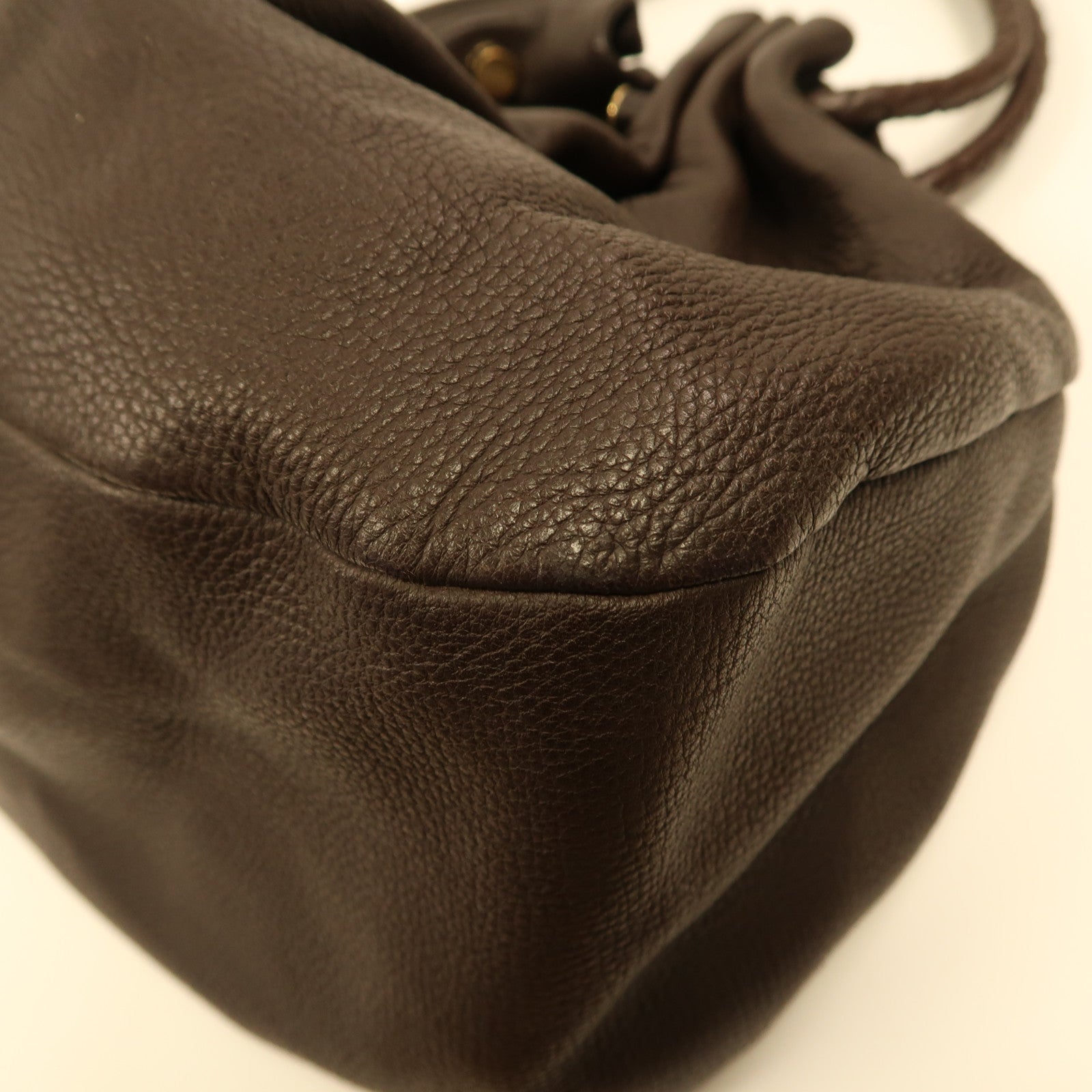 BOTTEGA VENETA 織紋皮革Shoulder Bag金扣肩背袋啡色