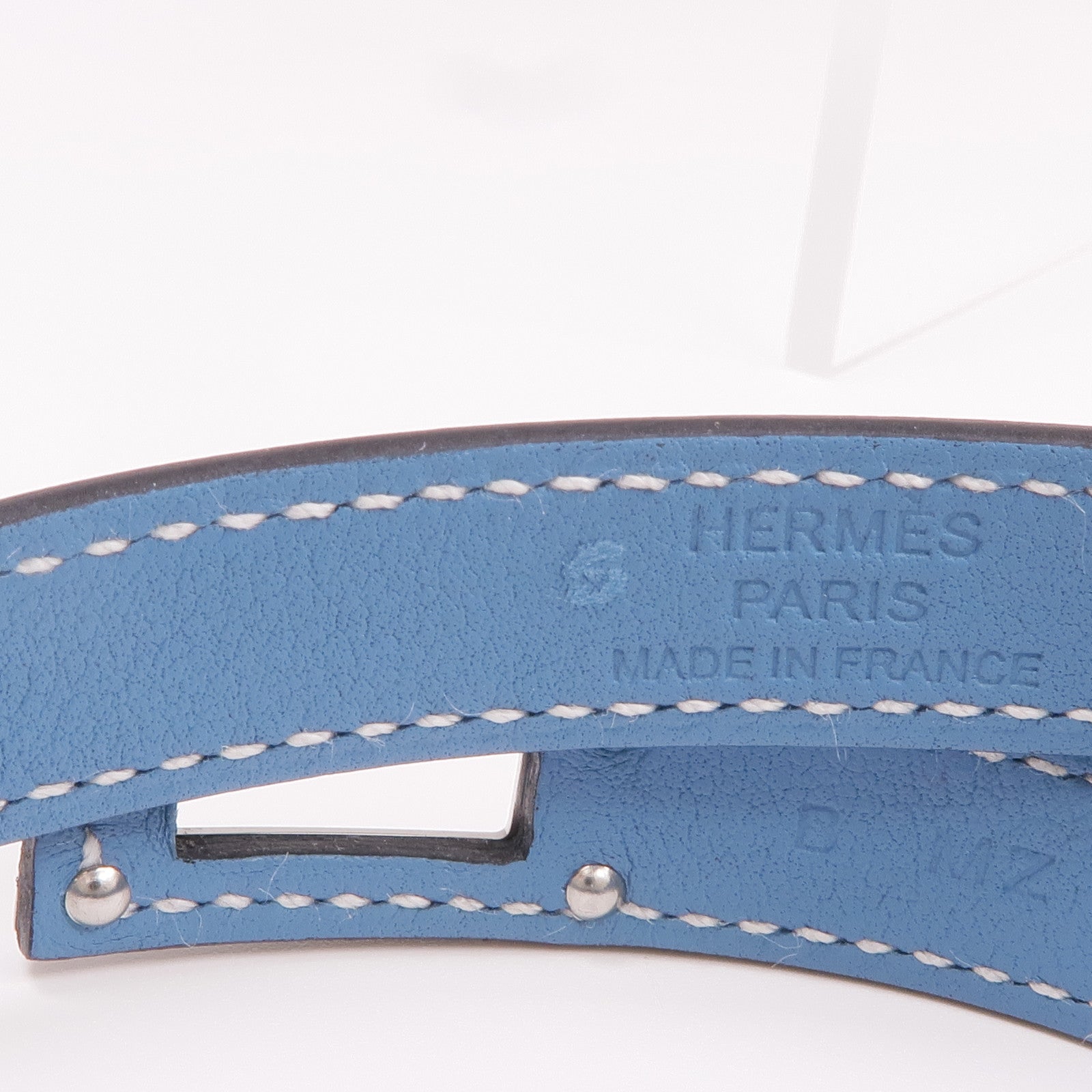 HERMES Swift皮革Kelly Double Tour手鐲Blue Du Nord