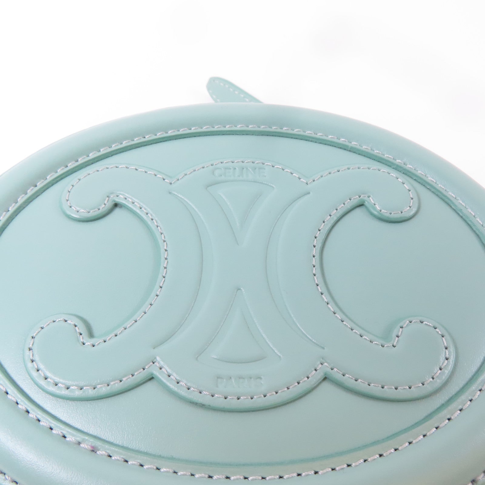CELINE 羊皮皮革Cuir Triomphe金扣肩背袋薄荷綠色