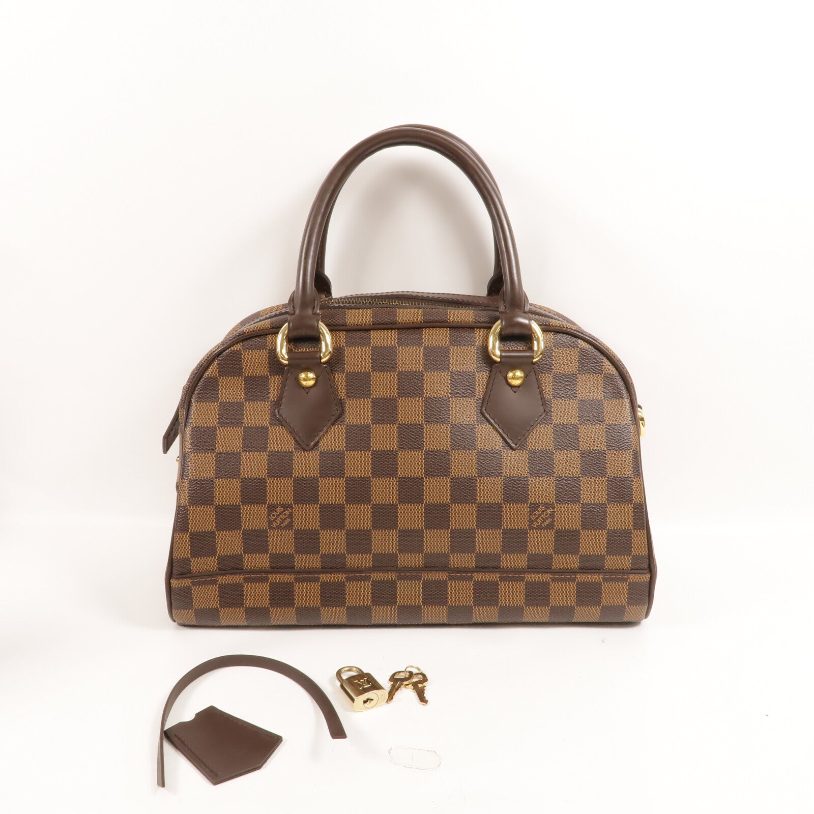 LOUIS VUITTON Damier Duomo金扣手挽袋棕色