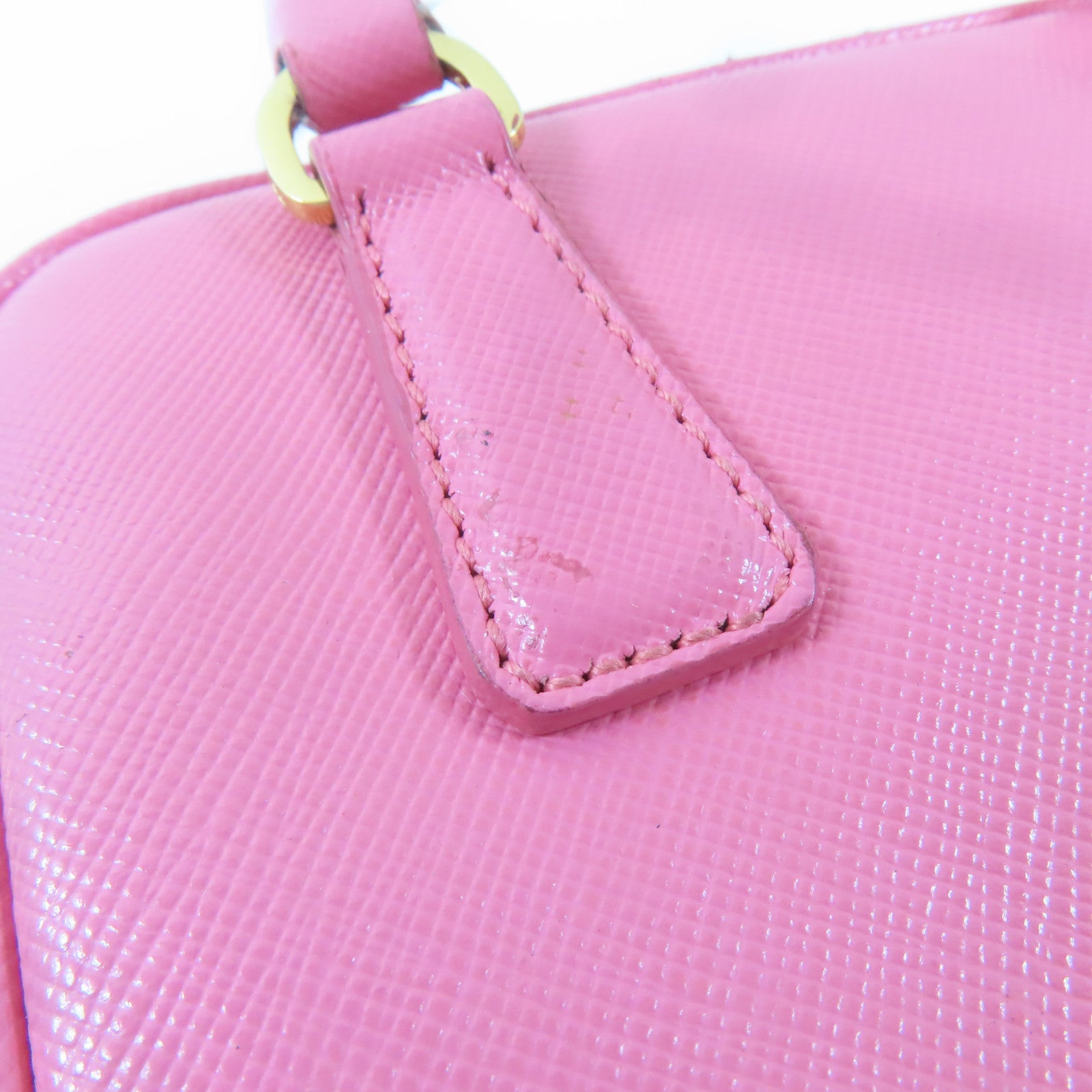PRADA 牛皮皮革Shoulder Bag金扣鏈帶肩背袋粉紅色