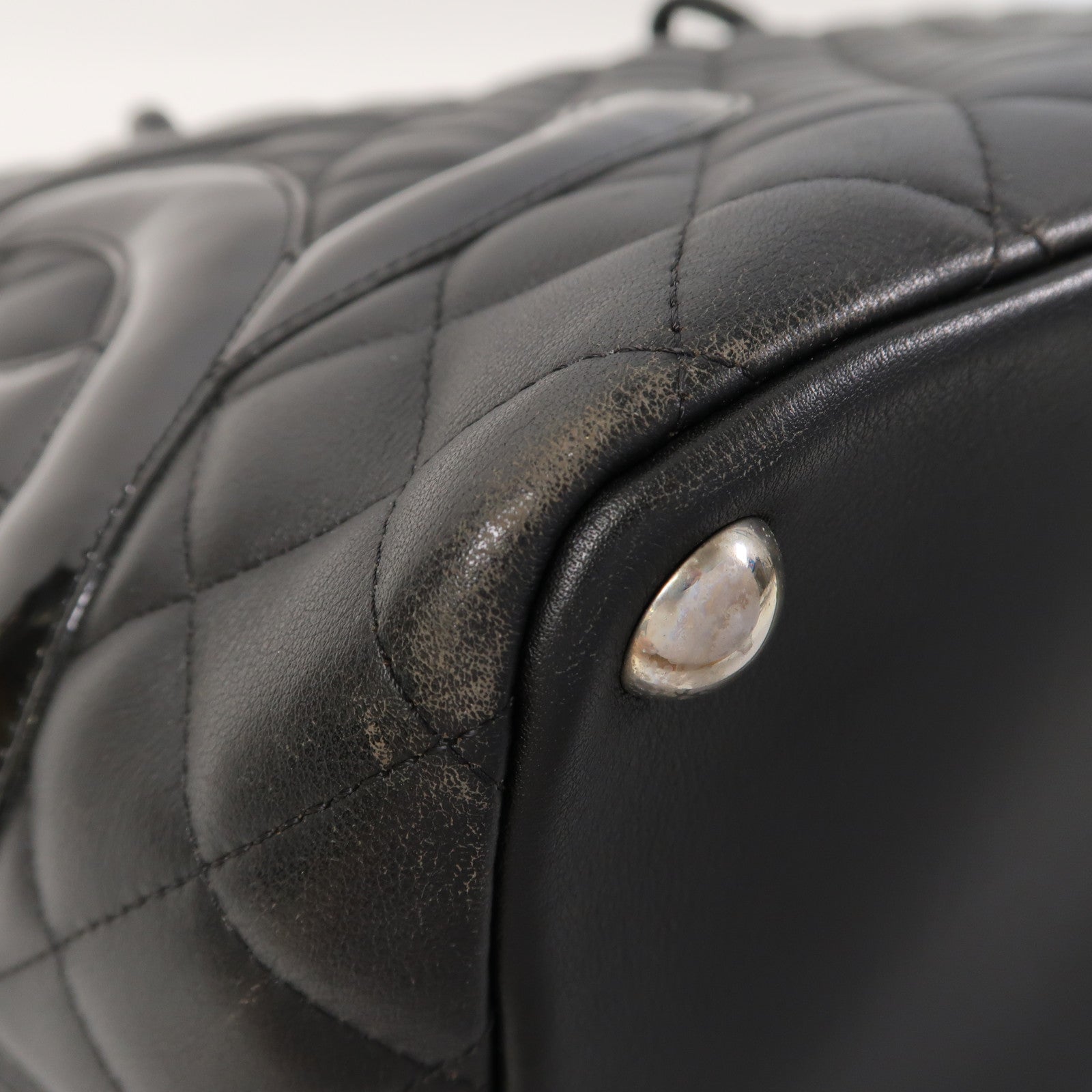 CHANEL 【激減優惠】菱格牛皮皮革Cambon Tote Bag銀扣手挽袋黑色