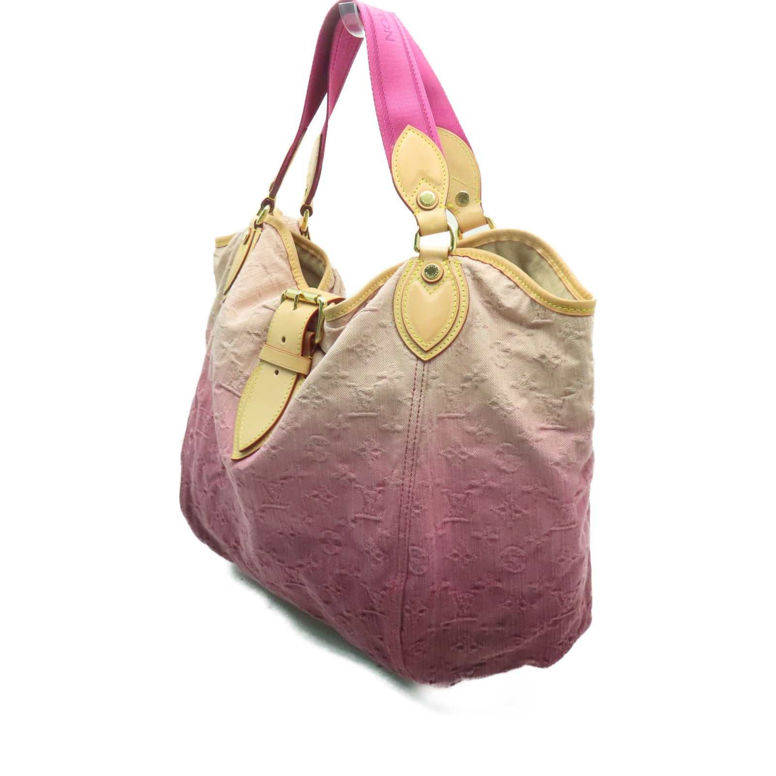 LOUIS VUITTON 【清倉大減價】牛仔布Sunbeam金扣肩背袋粉紅色