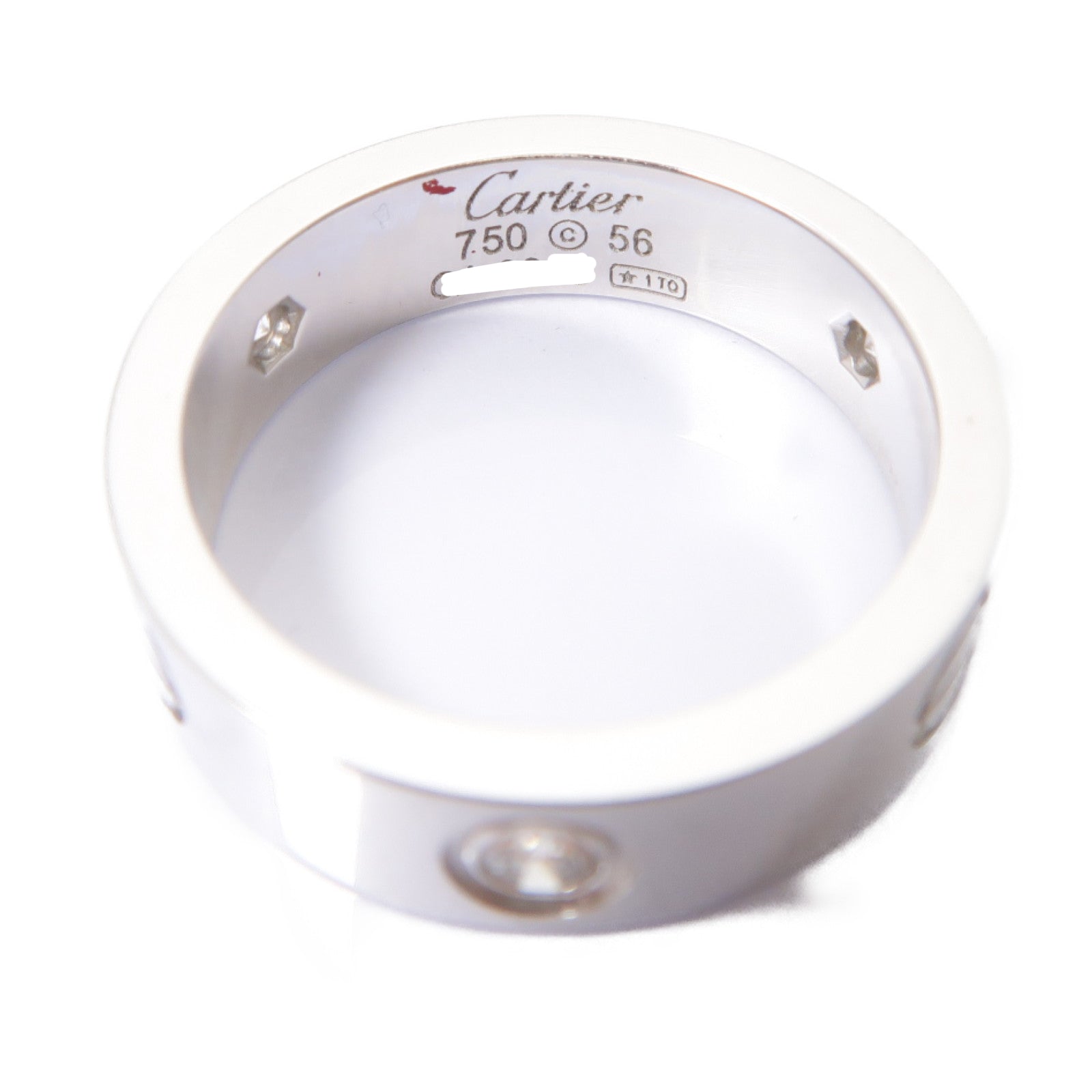 CARTIER 18K白金Love Diamond Ring鑽石戒指Cartier#56/#US7.75