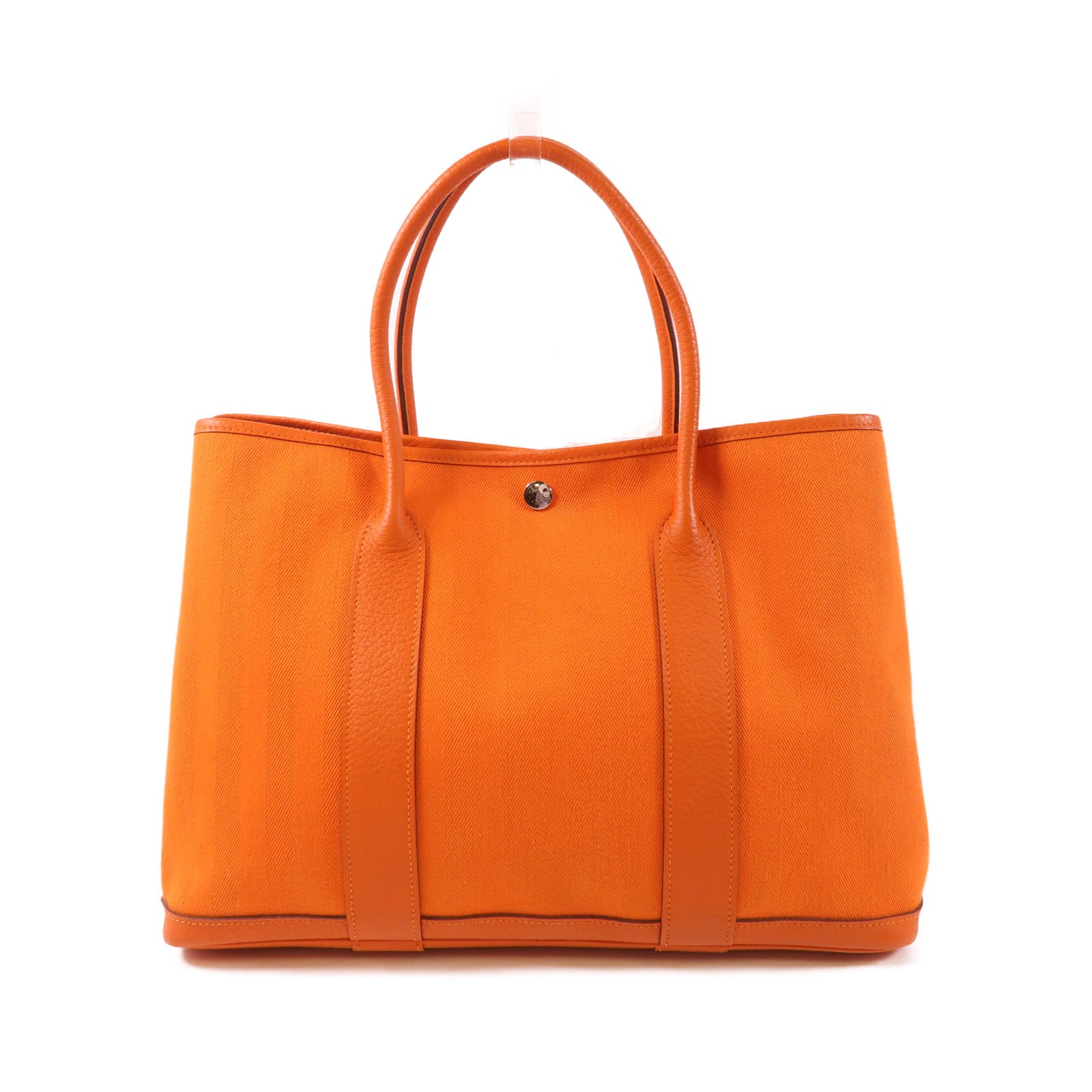 HERMES 帆布Garden Party PM銀扣手挽袋Orange