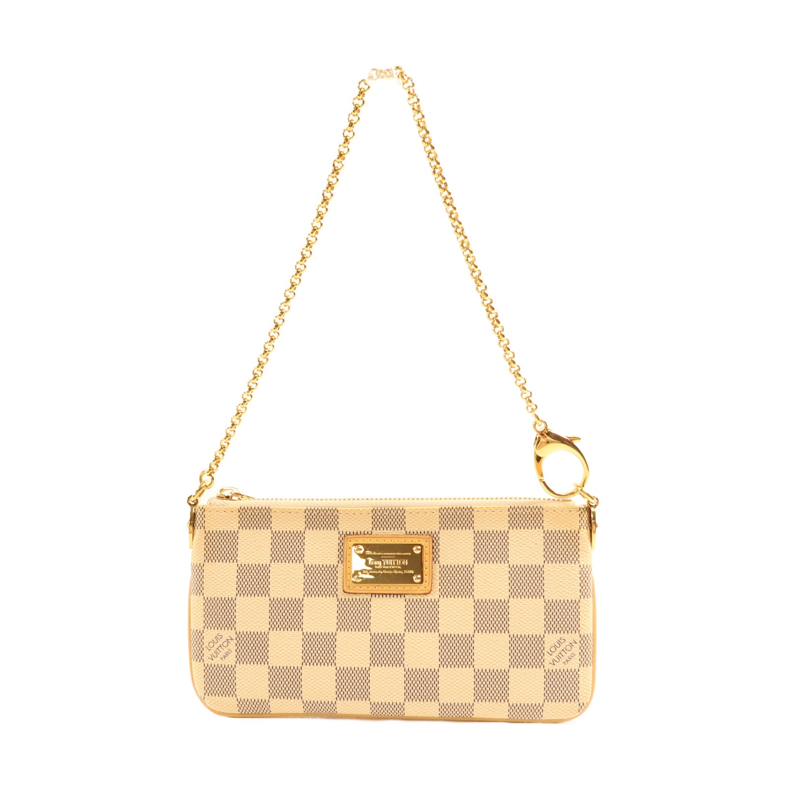 LOUIS VUITTON Damier Azur Shoulder Bag金扣鏈帶肩背袋