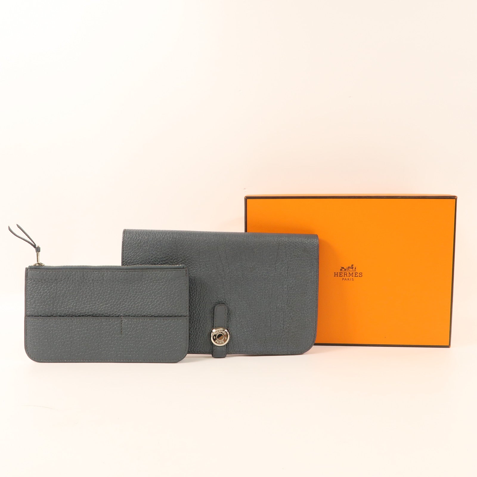 HERMES PHW Dogon GM Long Wallet Togo Leather Grey