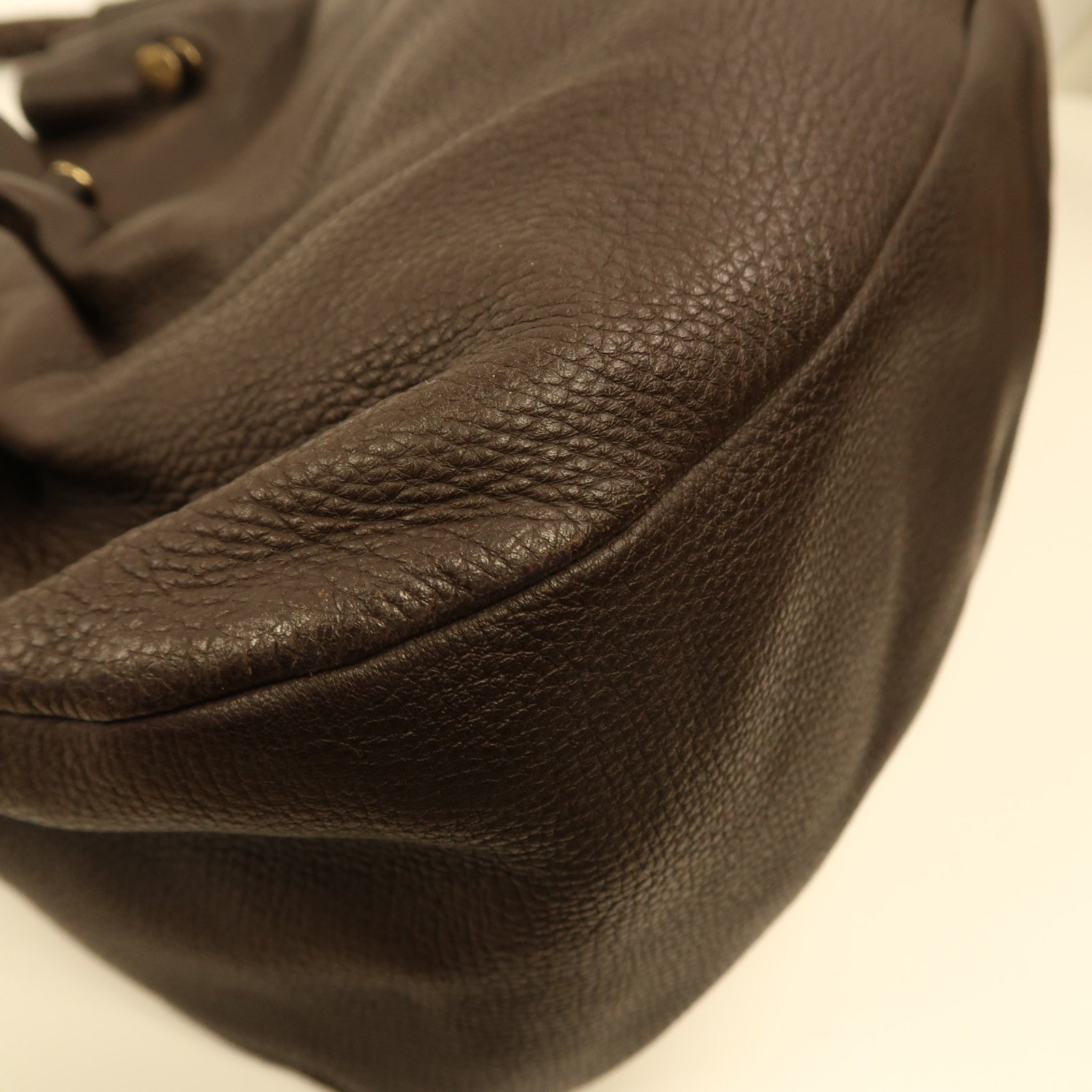 BOTTEGA VENETA 織紋皮革Shoulder Bag金扣肩背袋啡色