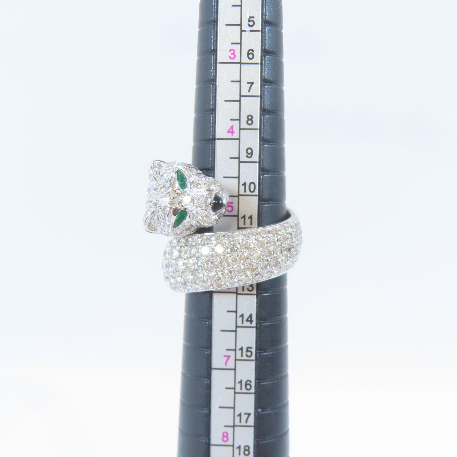 JEWELRY PT900白金Diamond Ring0.14ct綠寶石5.82ct鑽石戒指US#5.5