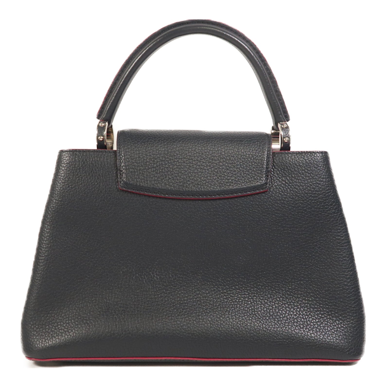 LOUIS VUITTON Taurillon Capucines MM銀扣手挽肩背兩用袋