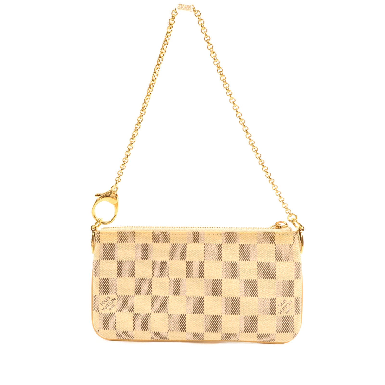 LOUIS VUITTON Damier Azur Shoulder Bag金扣鏈帶肩背袋