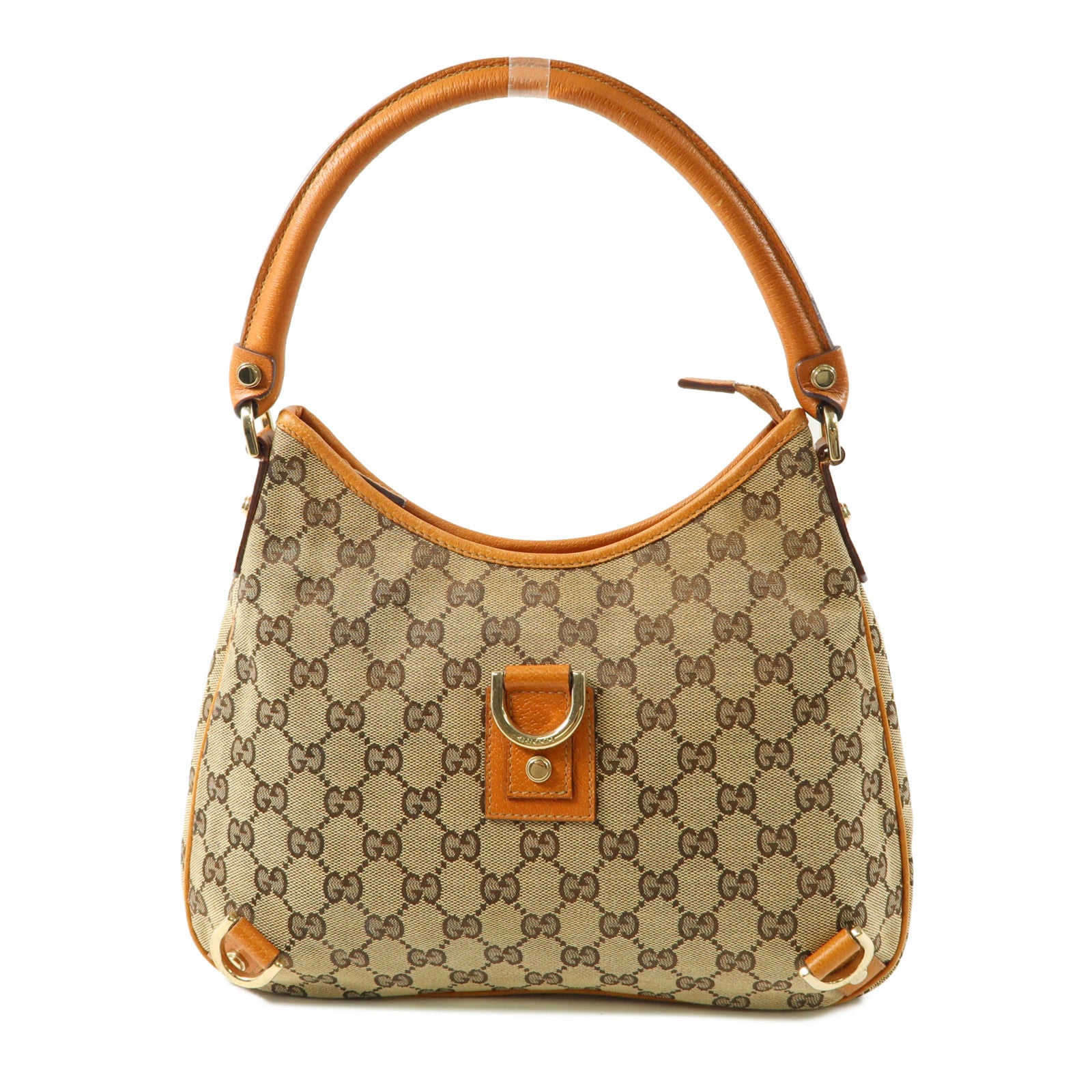 GUCCI 帆布Abbey D Ring Hobo Bag金扣手挽袋棕色