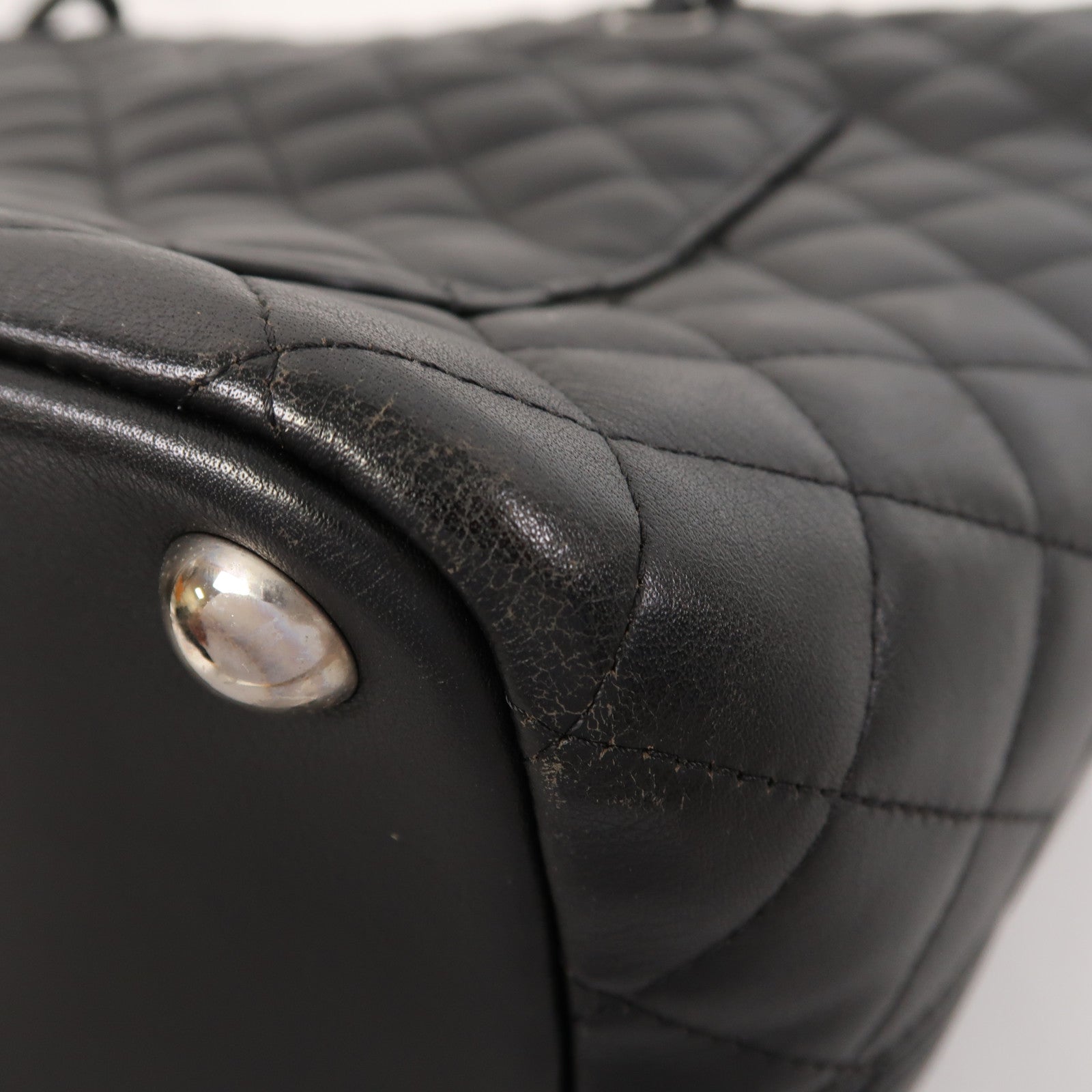 CHANEL 【激減優惠】菱格牛皮皮革Cambon Tote Bag銀扣手挽袋黑色