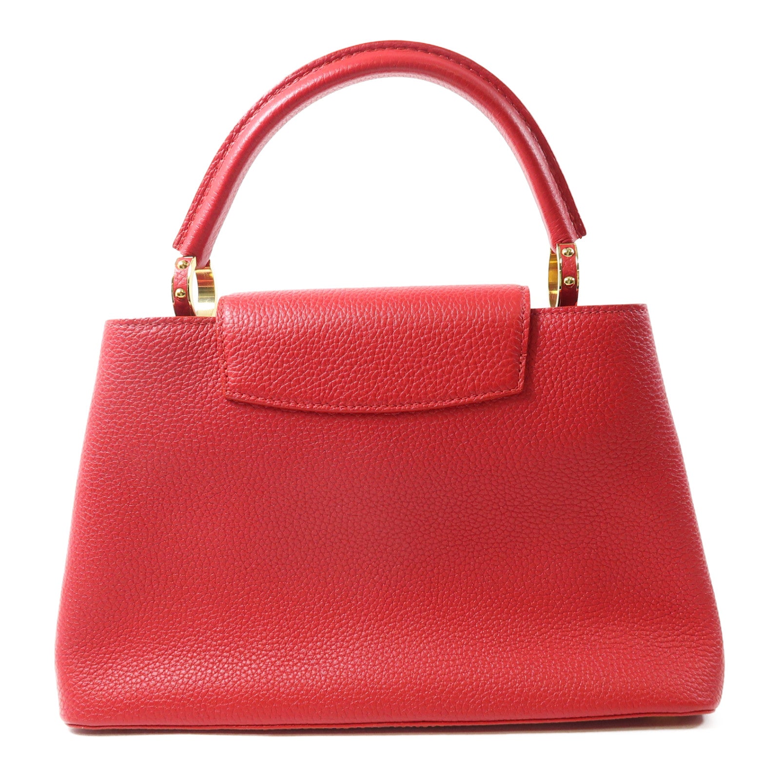 LOUIS VUITTON 牛皮皮革Capucines金扣手挽肩背兩用袋紅色