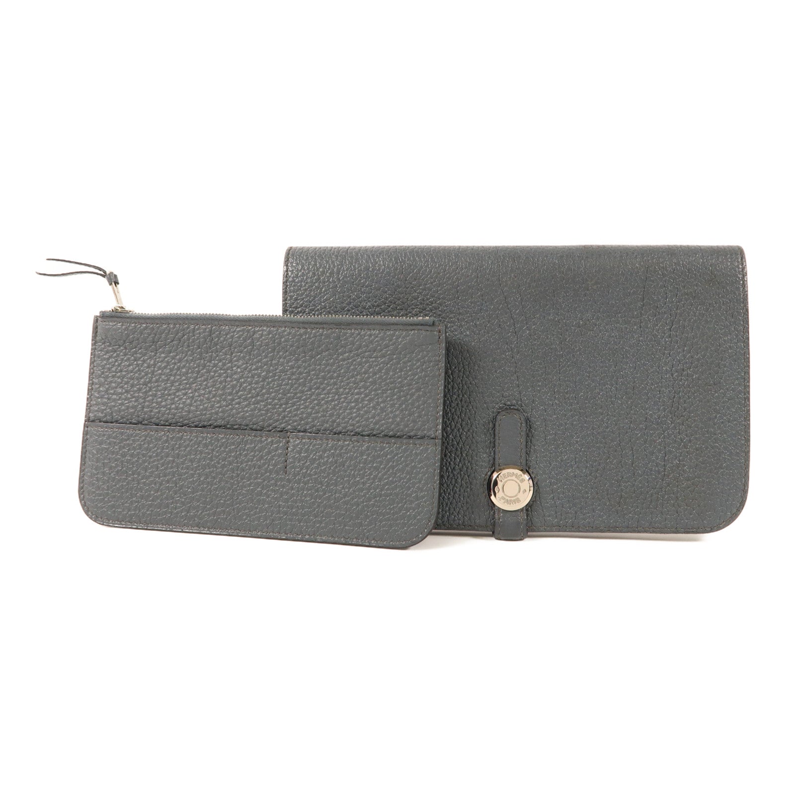 HERMES PHW Dogon GM Long Wallet Togo Leather Grey