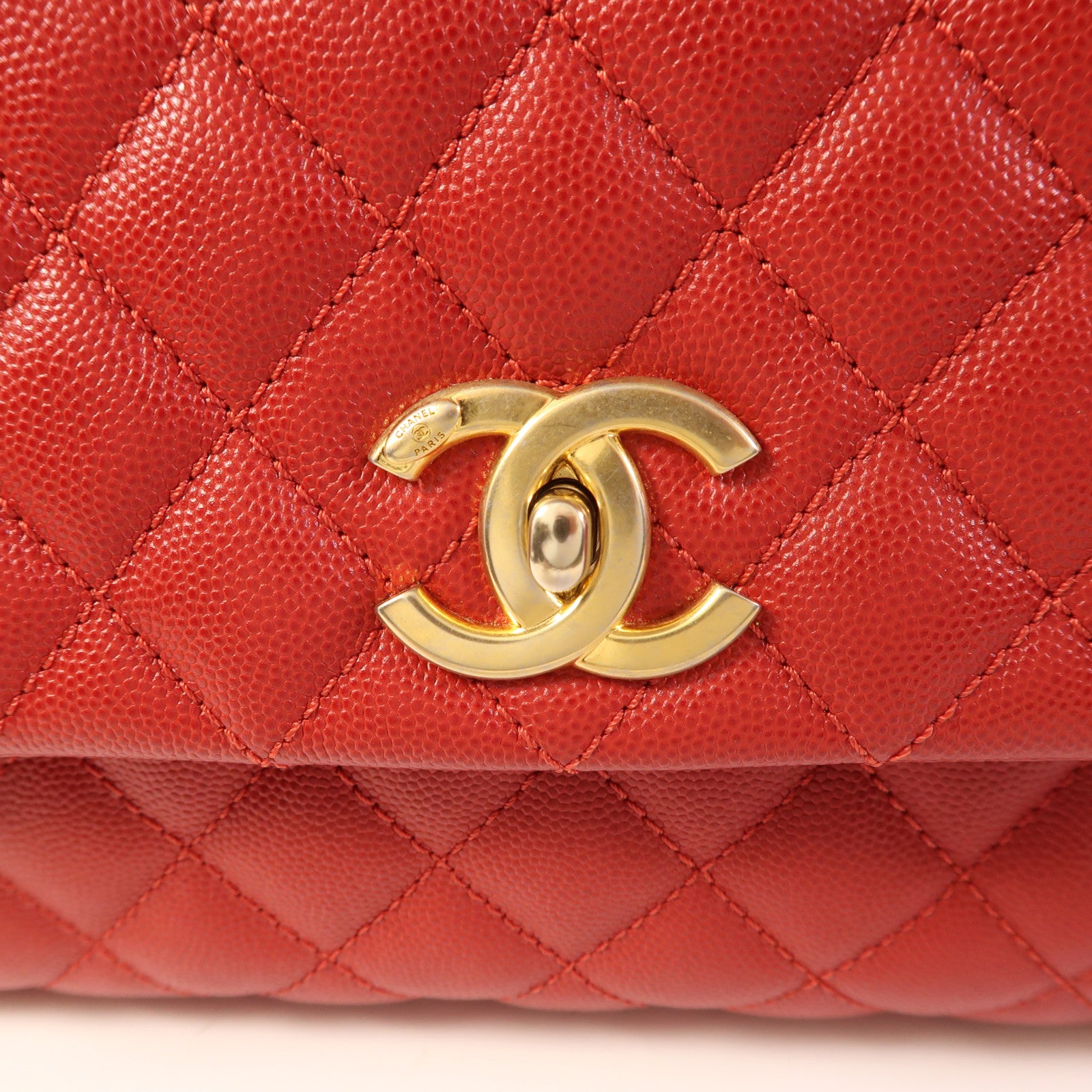 CHANEL 牛皮皮革Coco Handle Medium金扣手挽肩背兩用袋