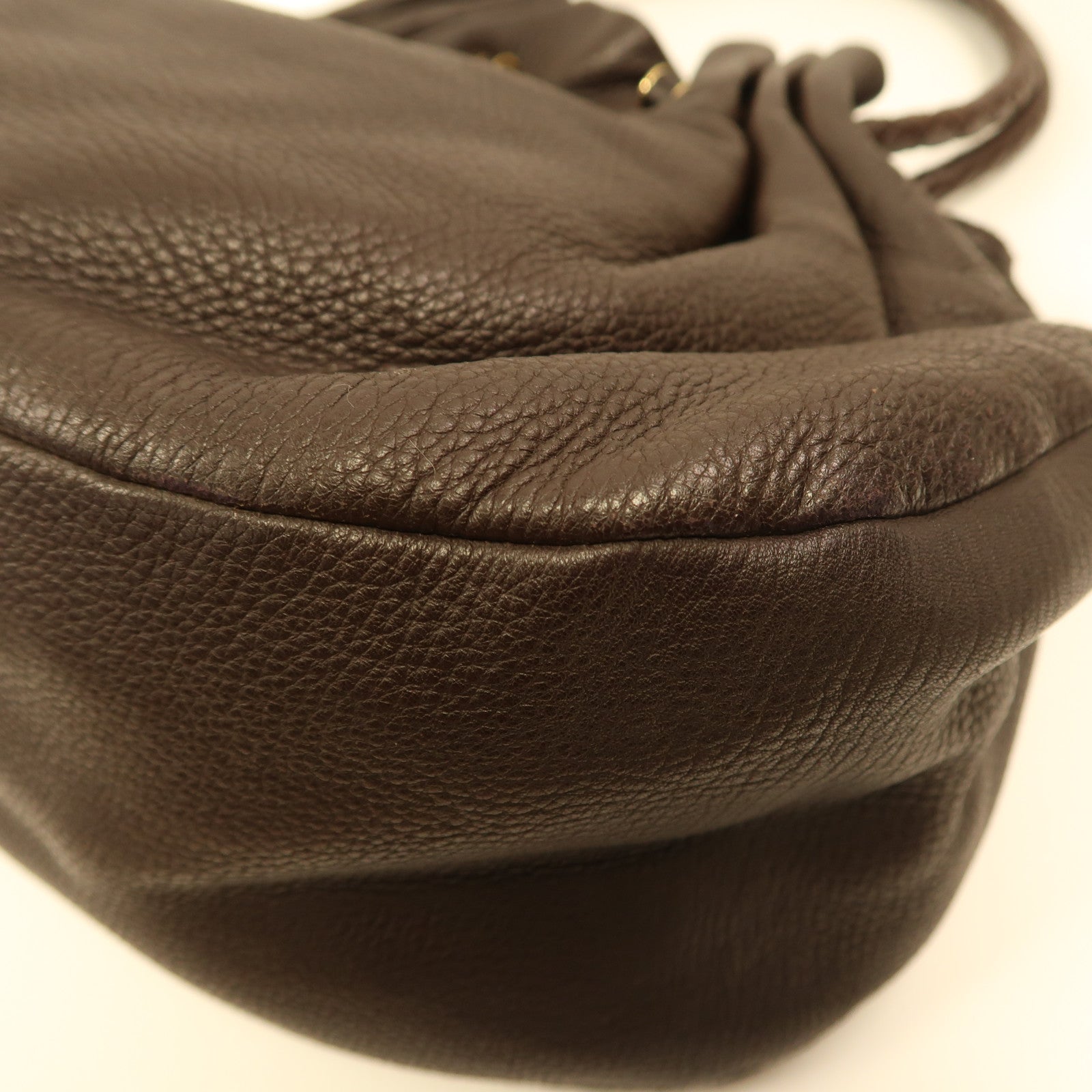 BOTTEGA VENETA 織紋皮革Shoulder Bag金扣肩背袋啡色