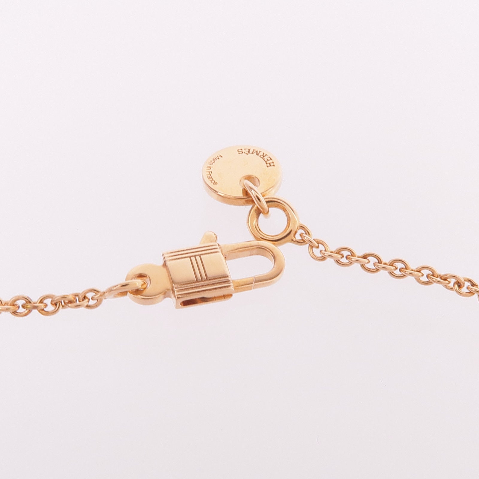 HERMES 18K玫瑰金Pendentif Amulettes Constance翡翠項鍊