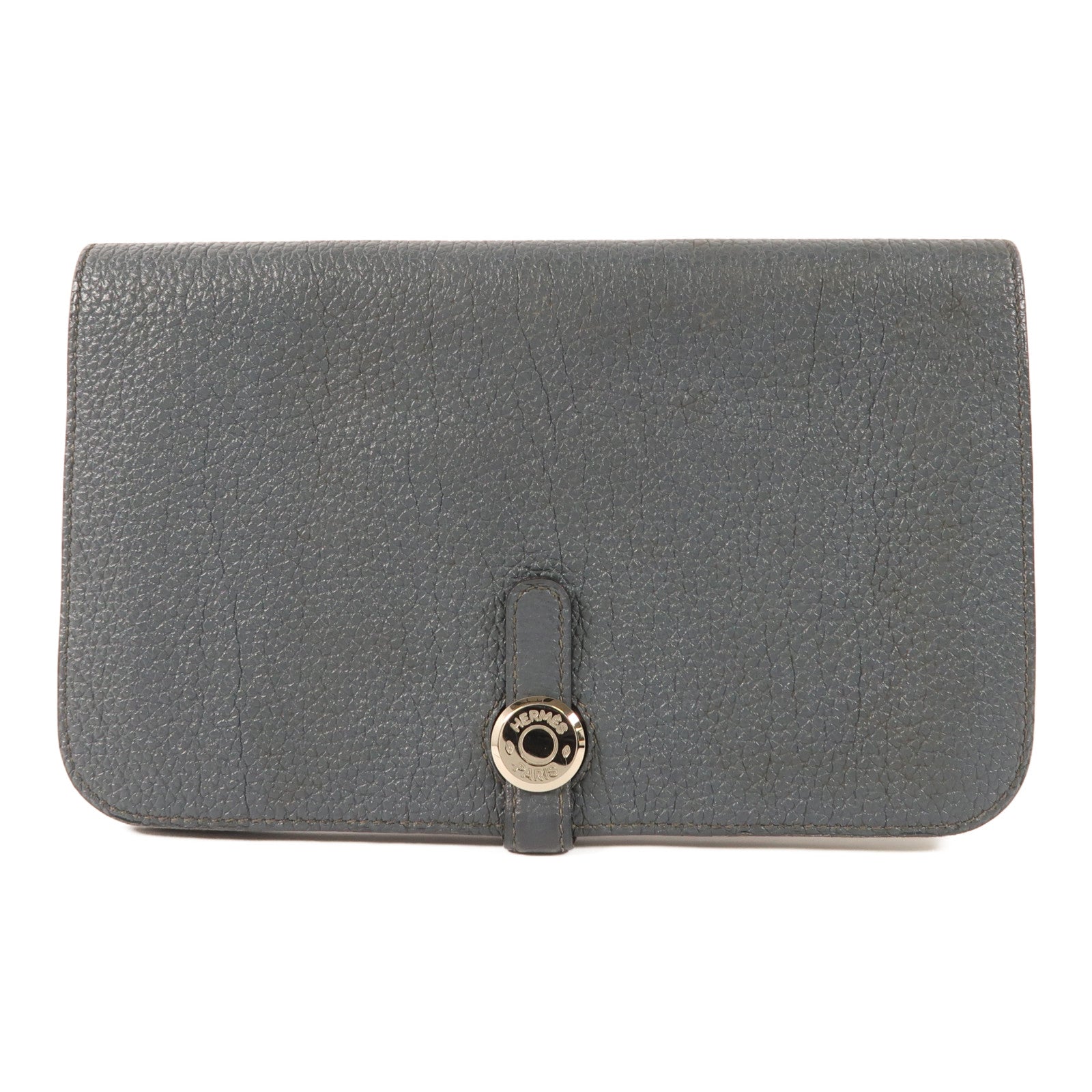 HERMES PHW Dogon GM Long Wallet Togo Leather Grey