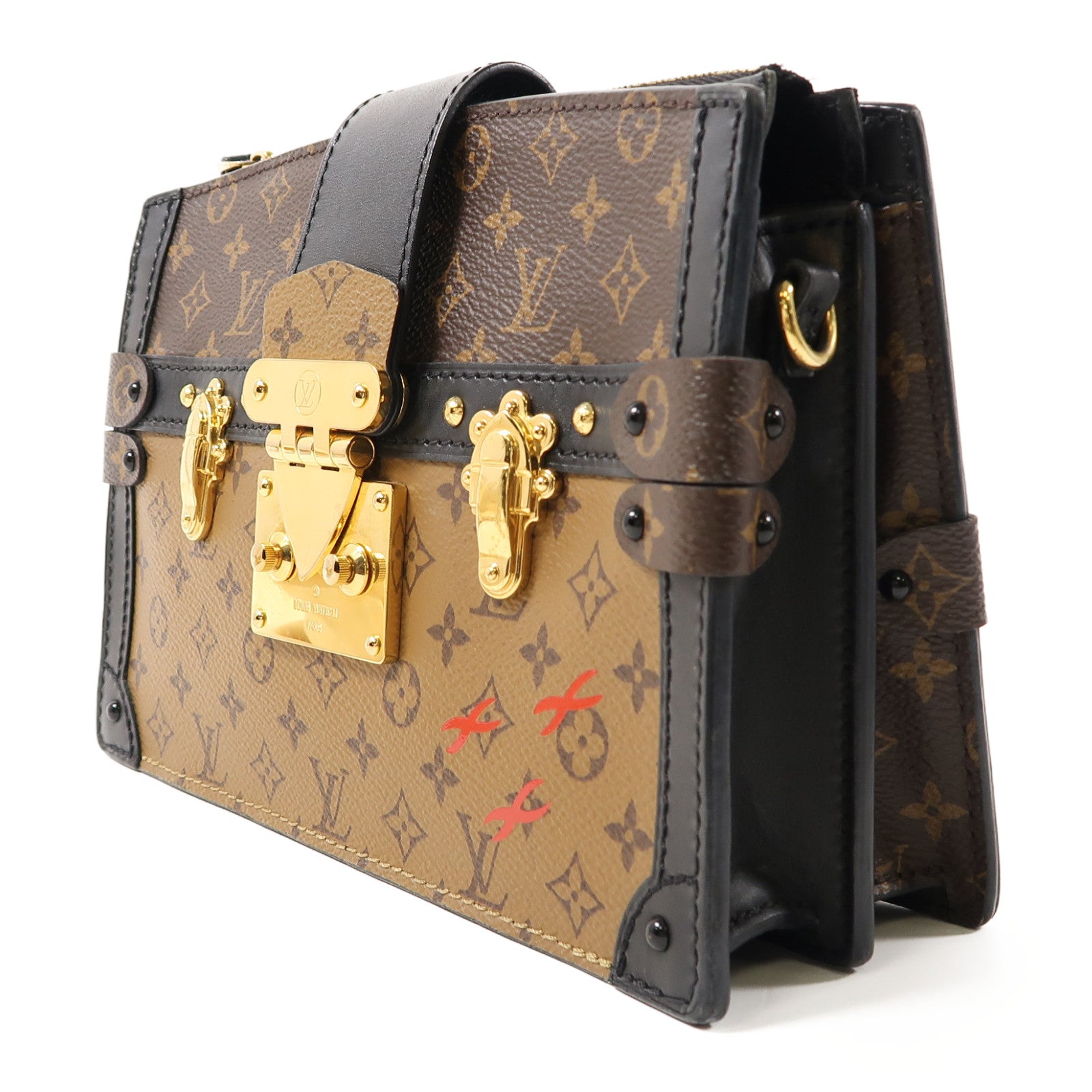 LOUIS VUITTON 【激減優惠】Monogram Trunk Clutch金扣肩背袋啡色