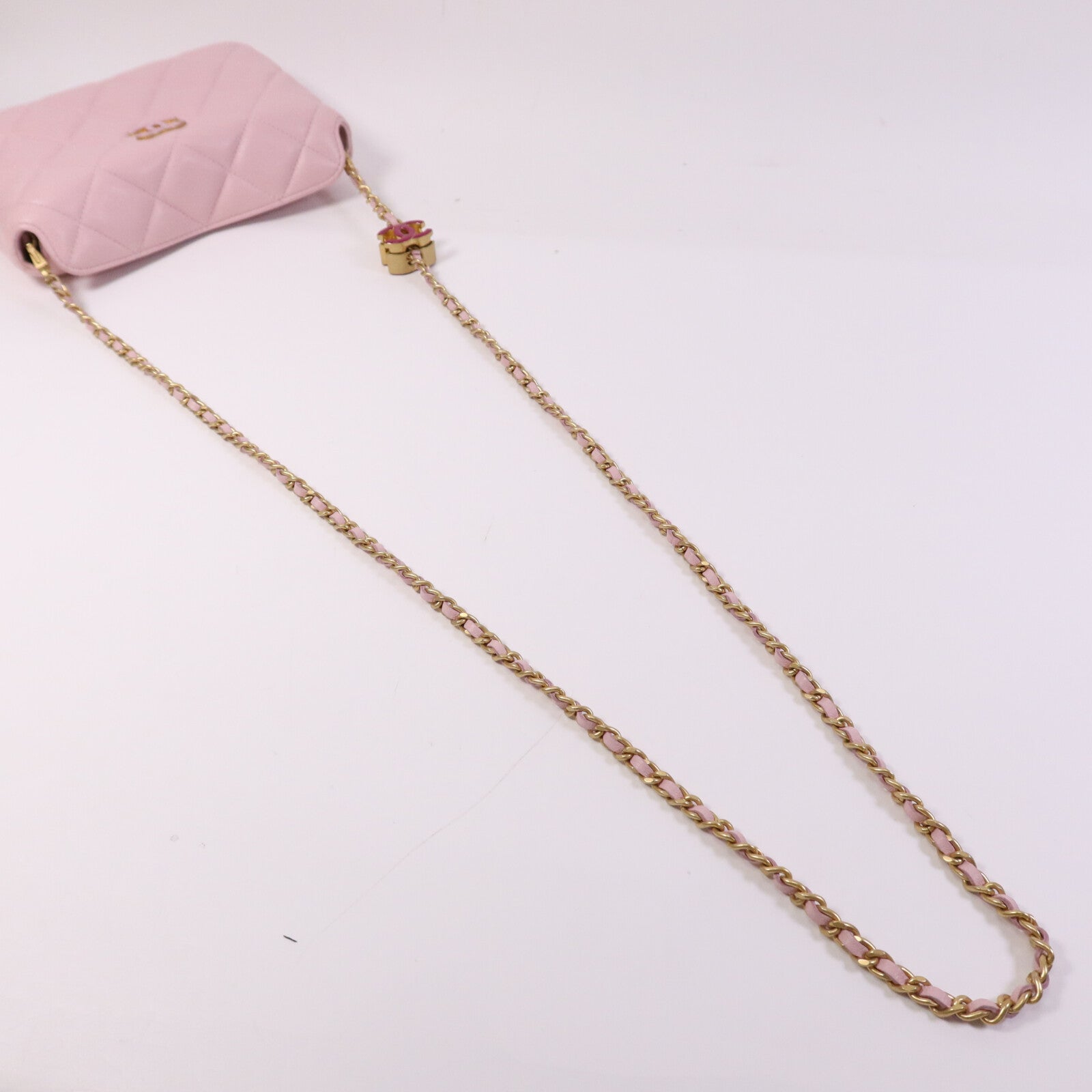 CHANEL 羊皮皮革Shoulder Bag金扣鏈帶肩背袋