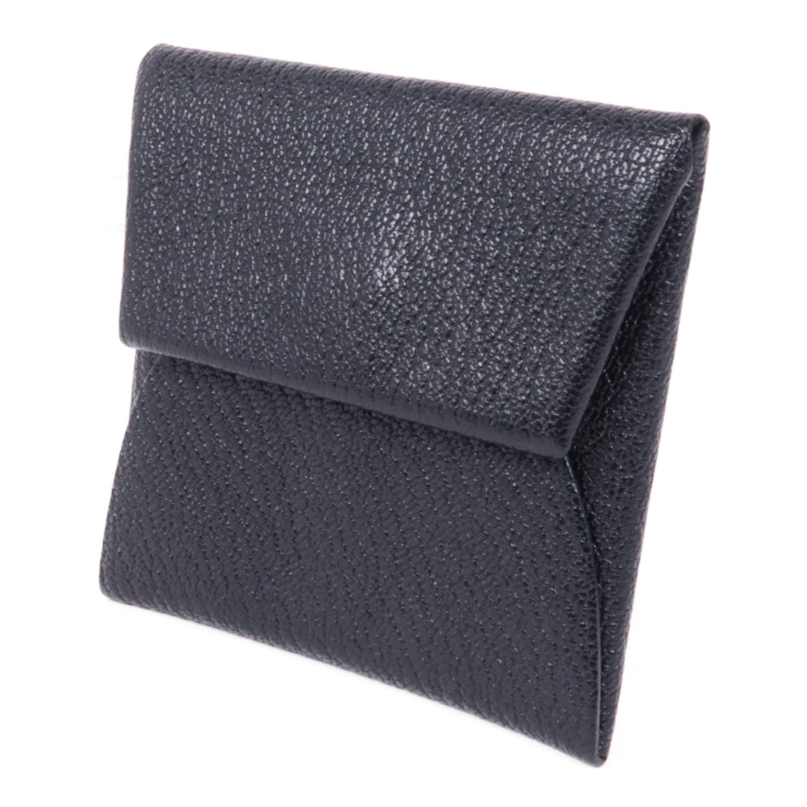 HERMES Chevre皮革Coin Purse銀扣零錢包Noir