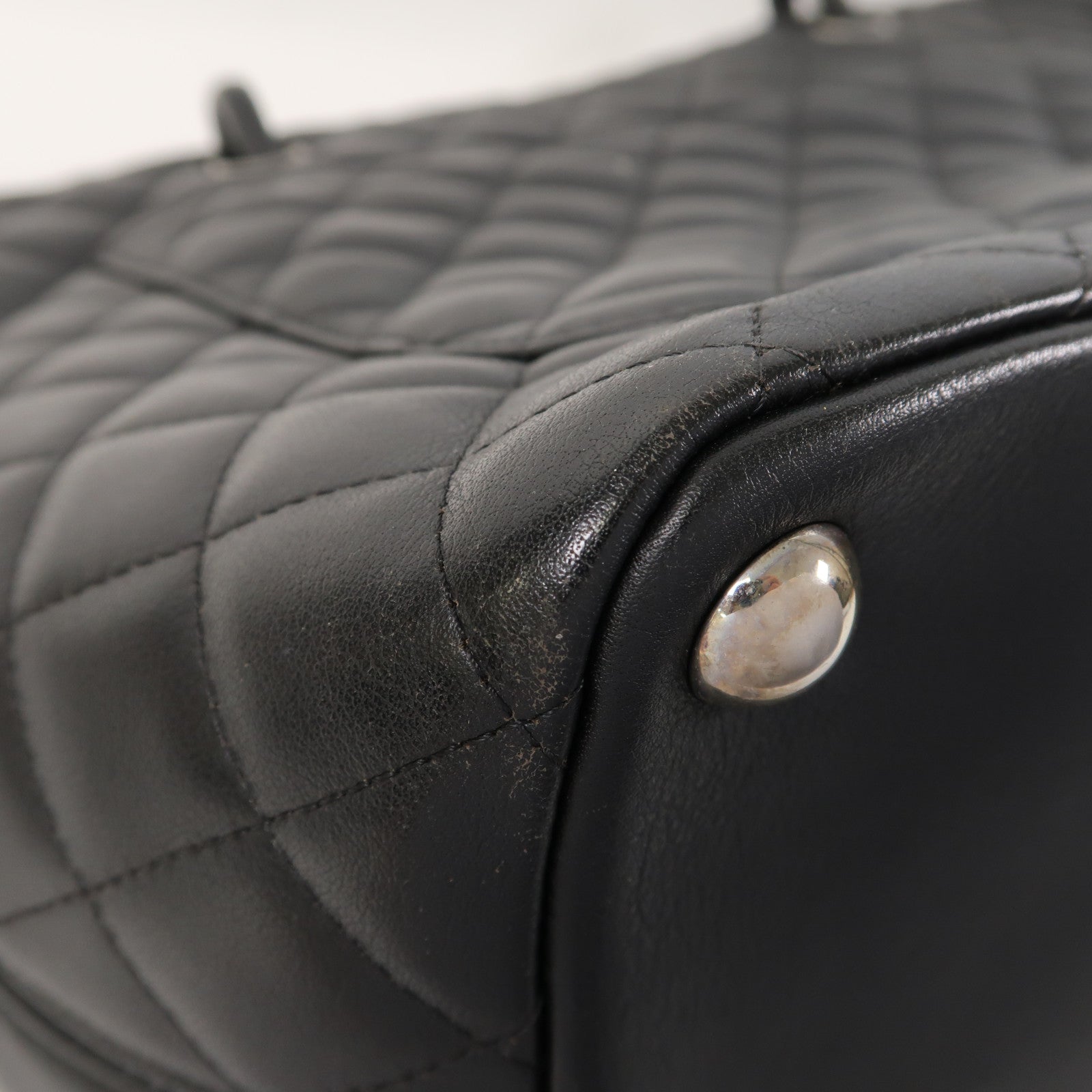 CHANEL 【激減優惠】菱格牛皮皮革Cambon Tote Bag銀扣手挽袋黑色
