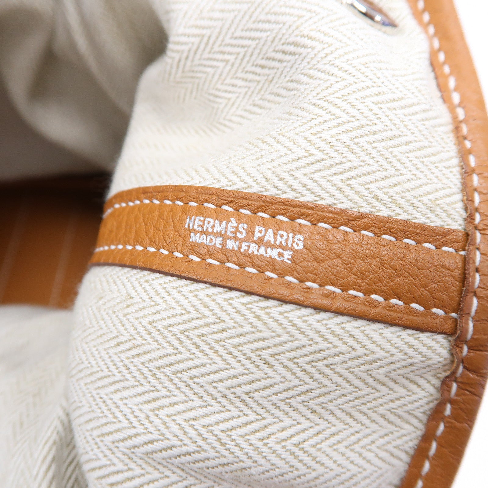 HERMES 皮革Garden Party PM銀扣手挽袋Gold/金色