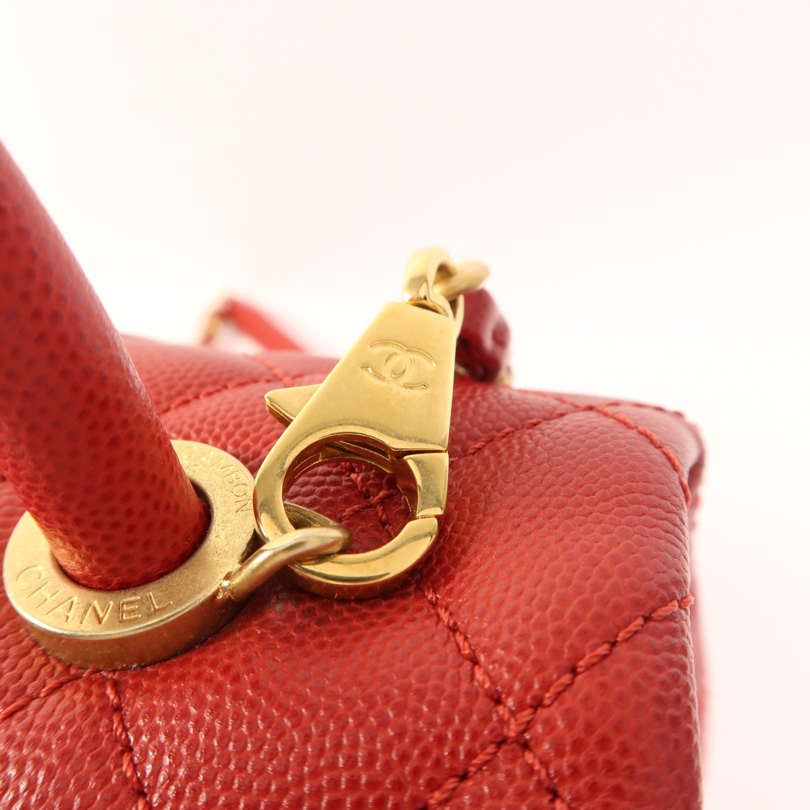 CHANEL 牛皮皮革Coco Handle Medium金扣手挽肩背兩用袋