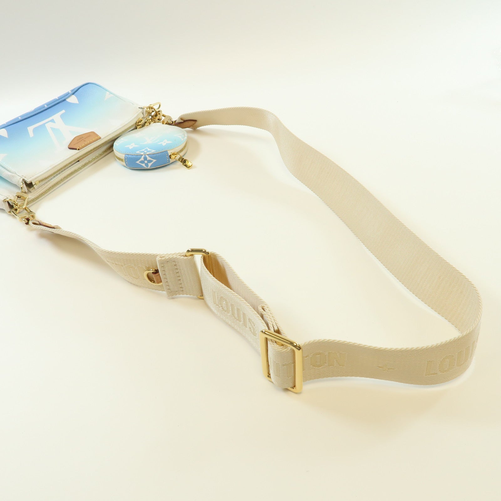 LOUIS VUITTON Monogram Multi Pochette金扣肩背袋藍色/白色