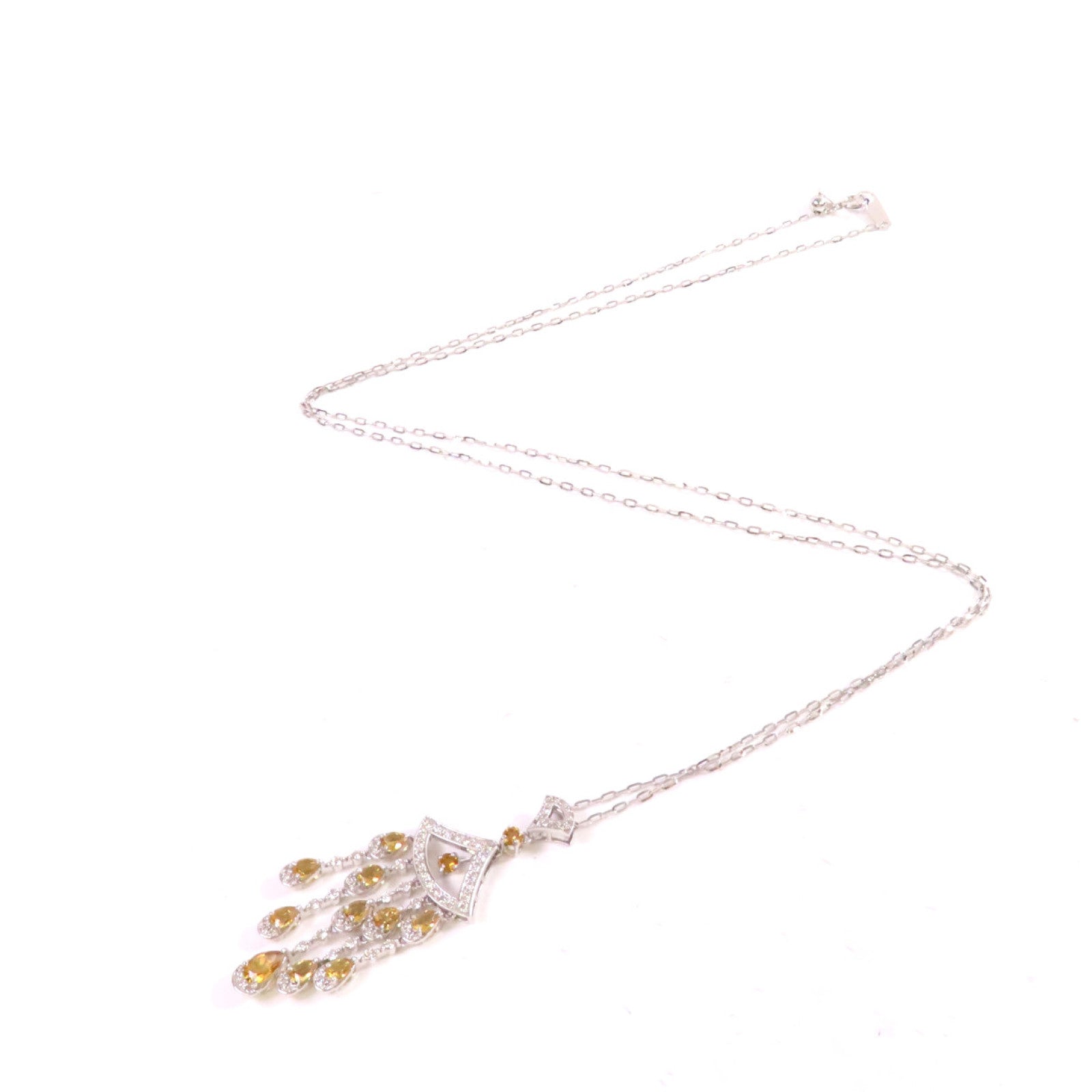 JEWELRY 18K白金/1.83ct黃色寶石/0.75ct鑚石Color Stone Diamond Necklace項鍊