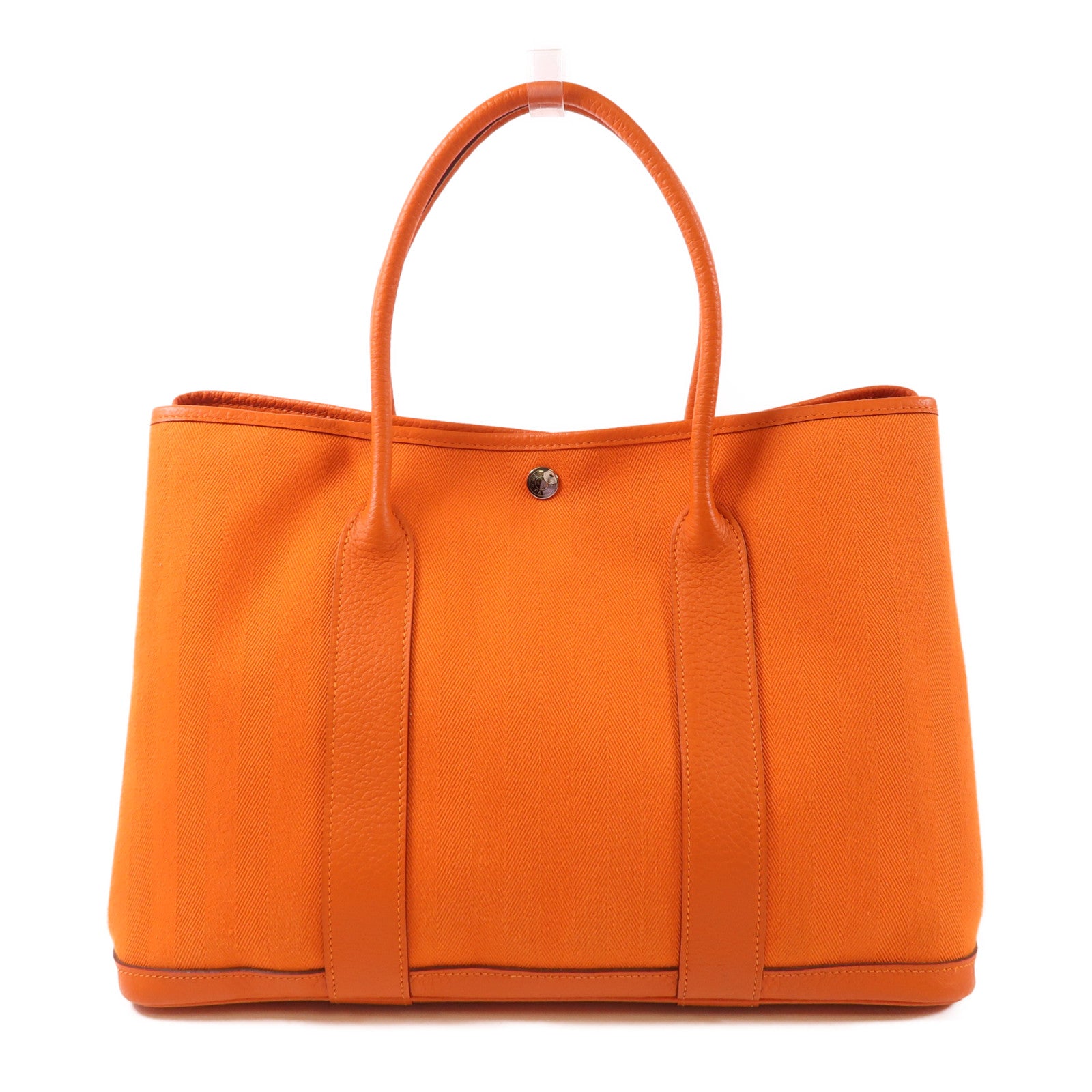 HERMES 帆布Garden Party PM銀扣手挽袋Orange