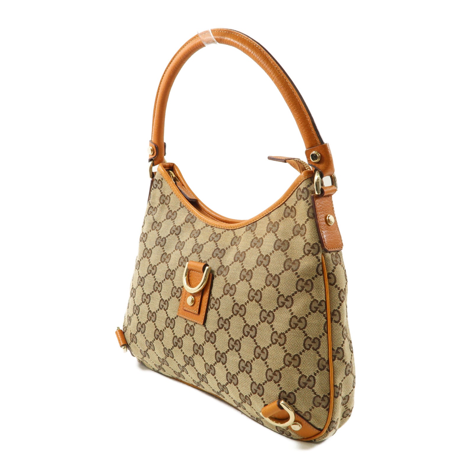 GUCCI 帆布Abbey D Ring Hobo Bag金扣手挽袋棕色