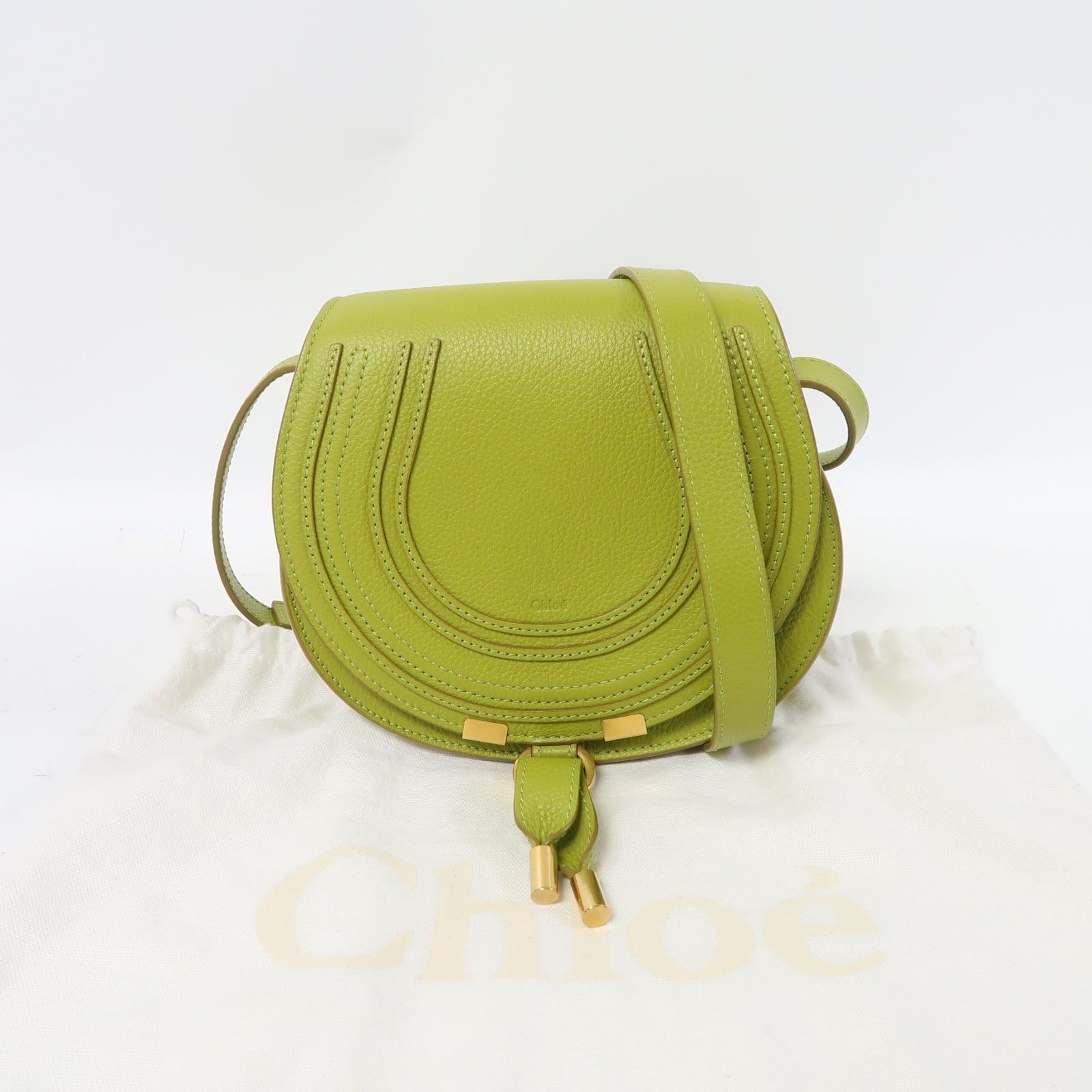 Chloe 牛皮皮革Marcie Small金扣肩背袋綠色