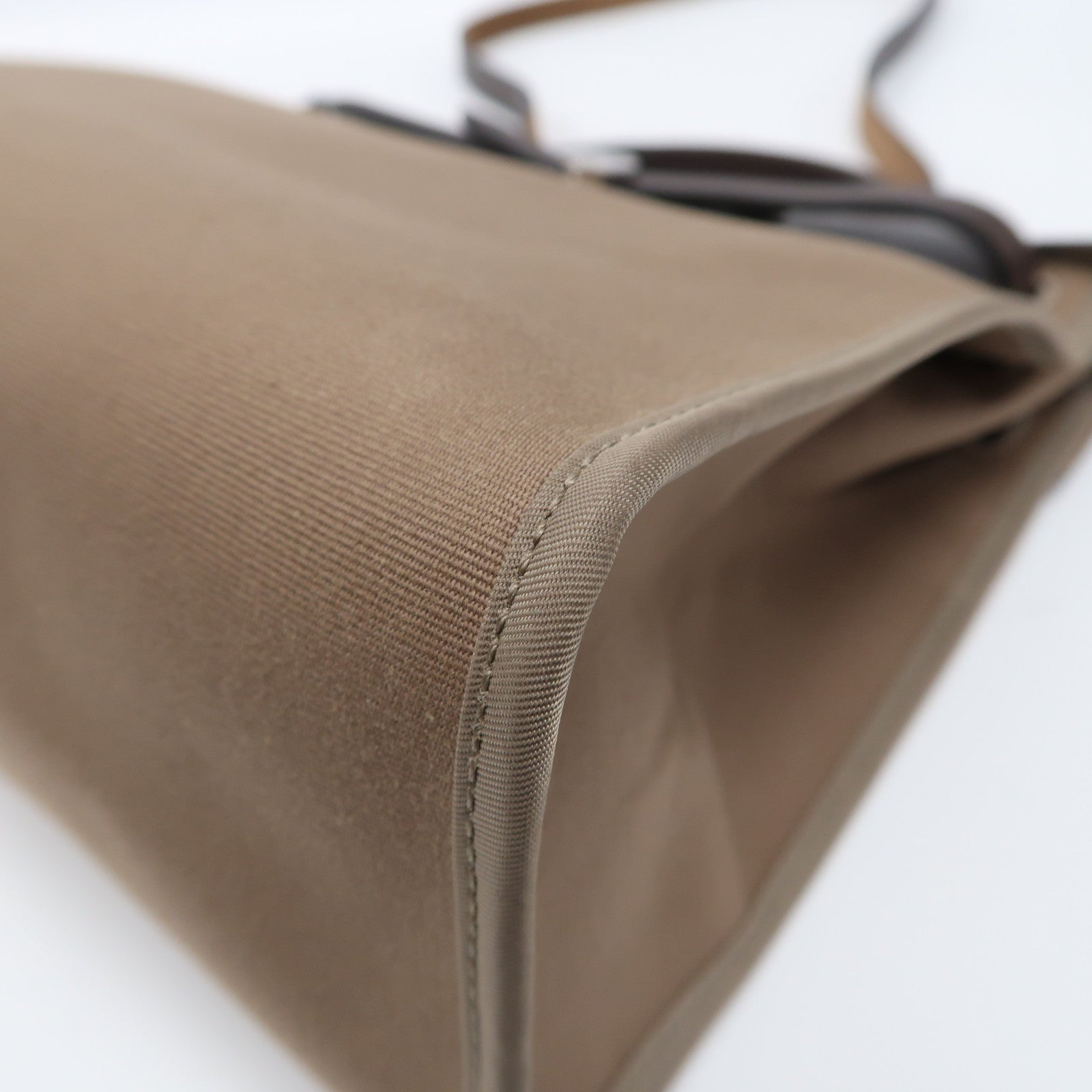 HERMES 帆布Herbag銀扣手挽肩背兩用袋Etoupe/Ebene/啡色