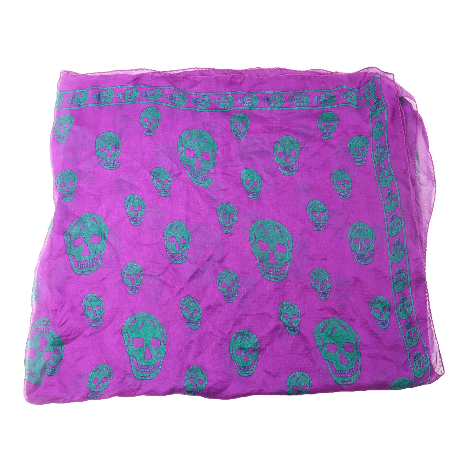 Alexander McQueen 絲質Alexander Mcqueen Scarf絲巾紫色/綠色