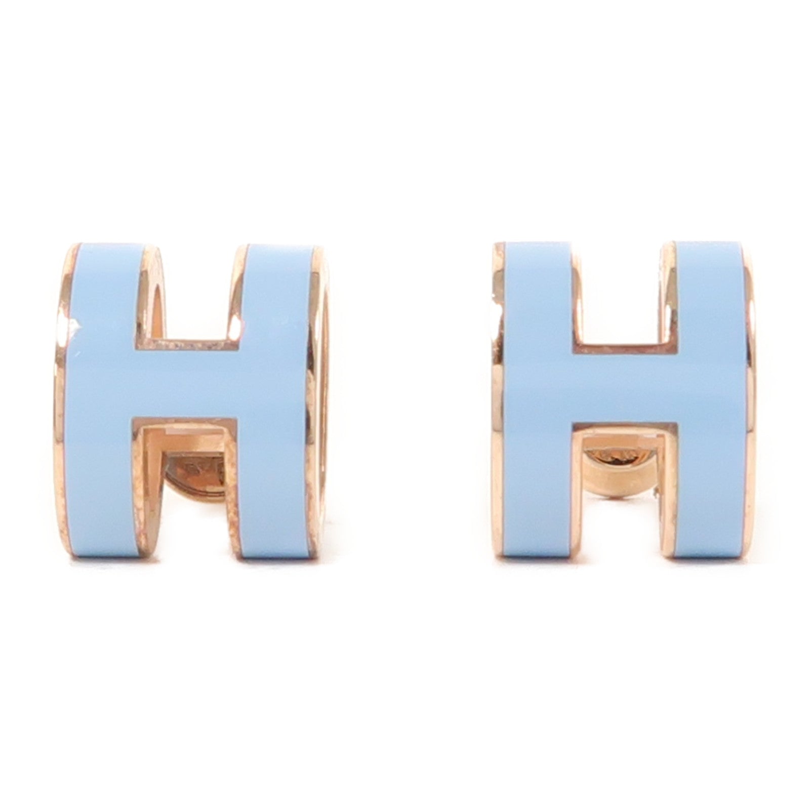 HERMES 金屬Earrings耳環嬰兒藍色