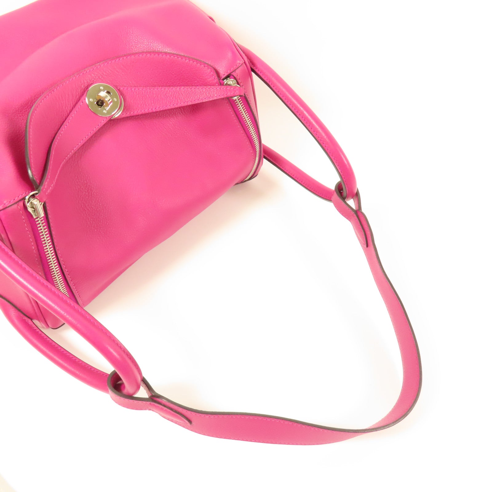 HERMES PHW Lindy 30 2Way Shoulder Hand Bag Evercolor Leather Rose Purple