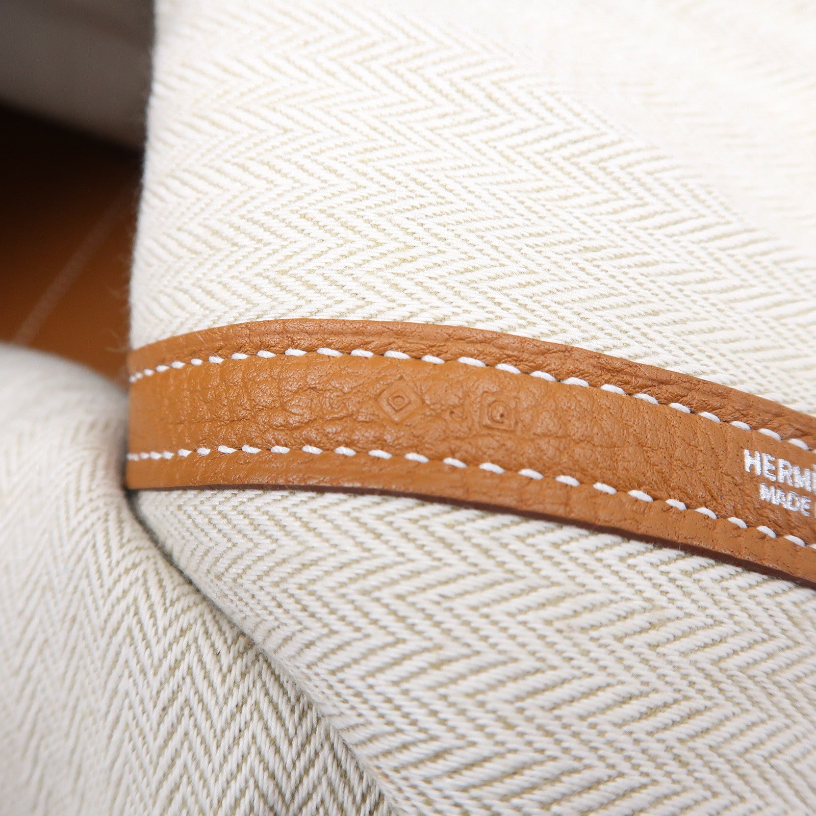 HERMES 皮革Garden Party PM銀扣手挽袋Gold/金色