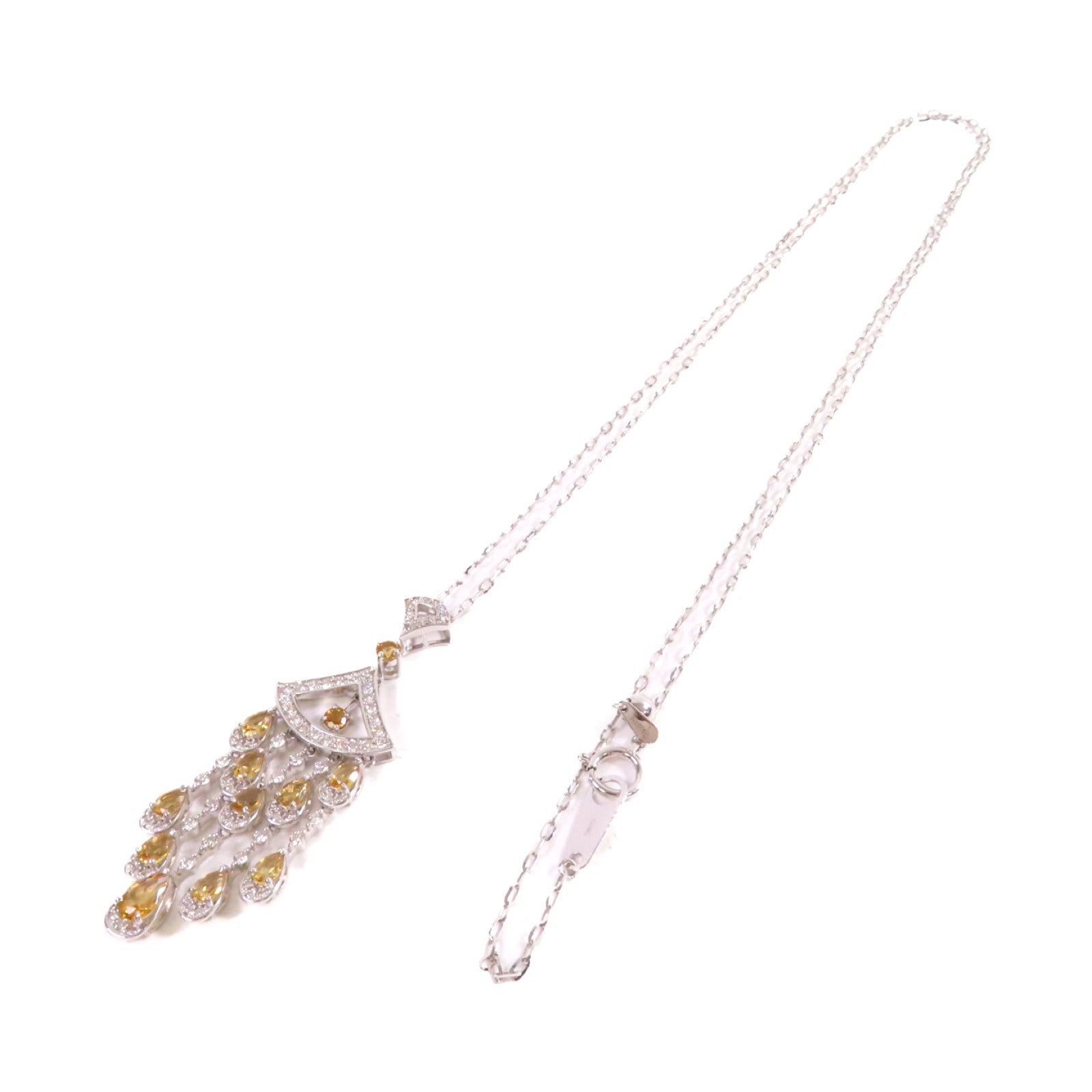 JEWELRY 18K白金/1.83ct黃色寶石/0.75ct鑚石Color Stone Diamond Necklace項鍊