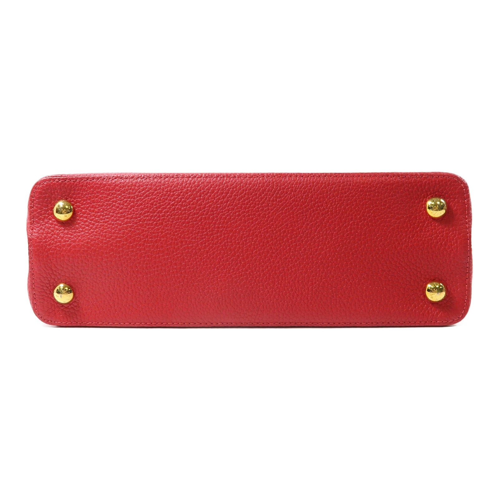 LOUIS VUITTON 牛皮皮革Capucines金扣手挽肩背兩用袋紅色
