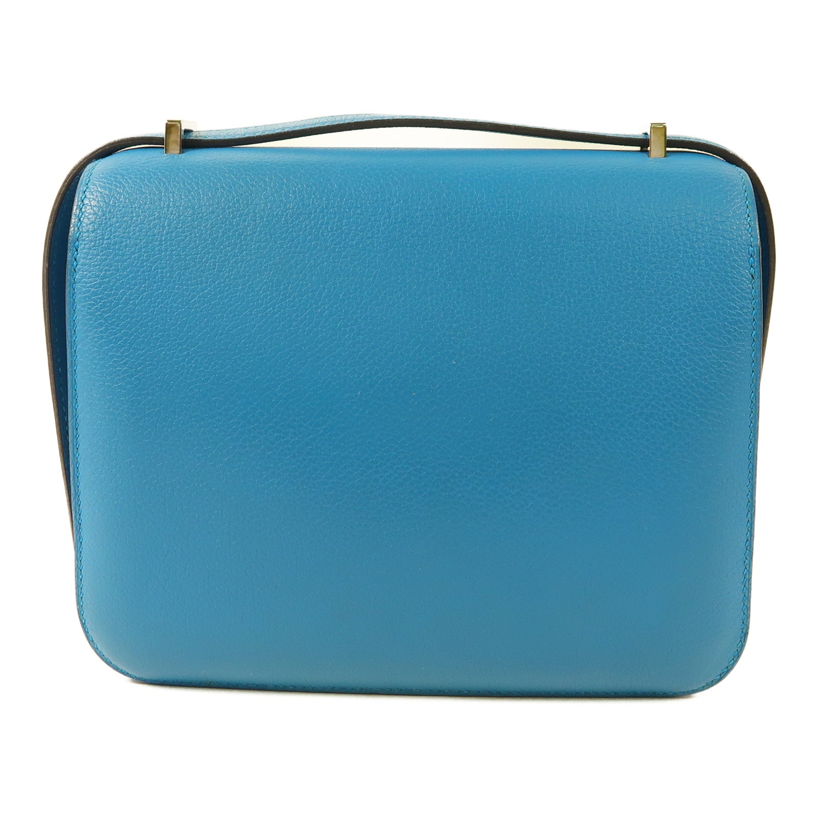 HERMES 【激減優惠】Evercolor皮革Constance Mini銀扣肩背袋7W Bleu Izmir