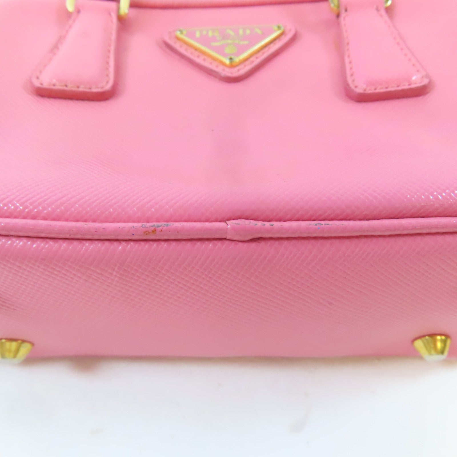 PRADA 牛皮皮革Shoulder Bag金扣鏈帶肩背袋粉紅色