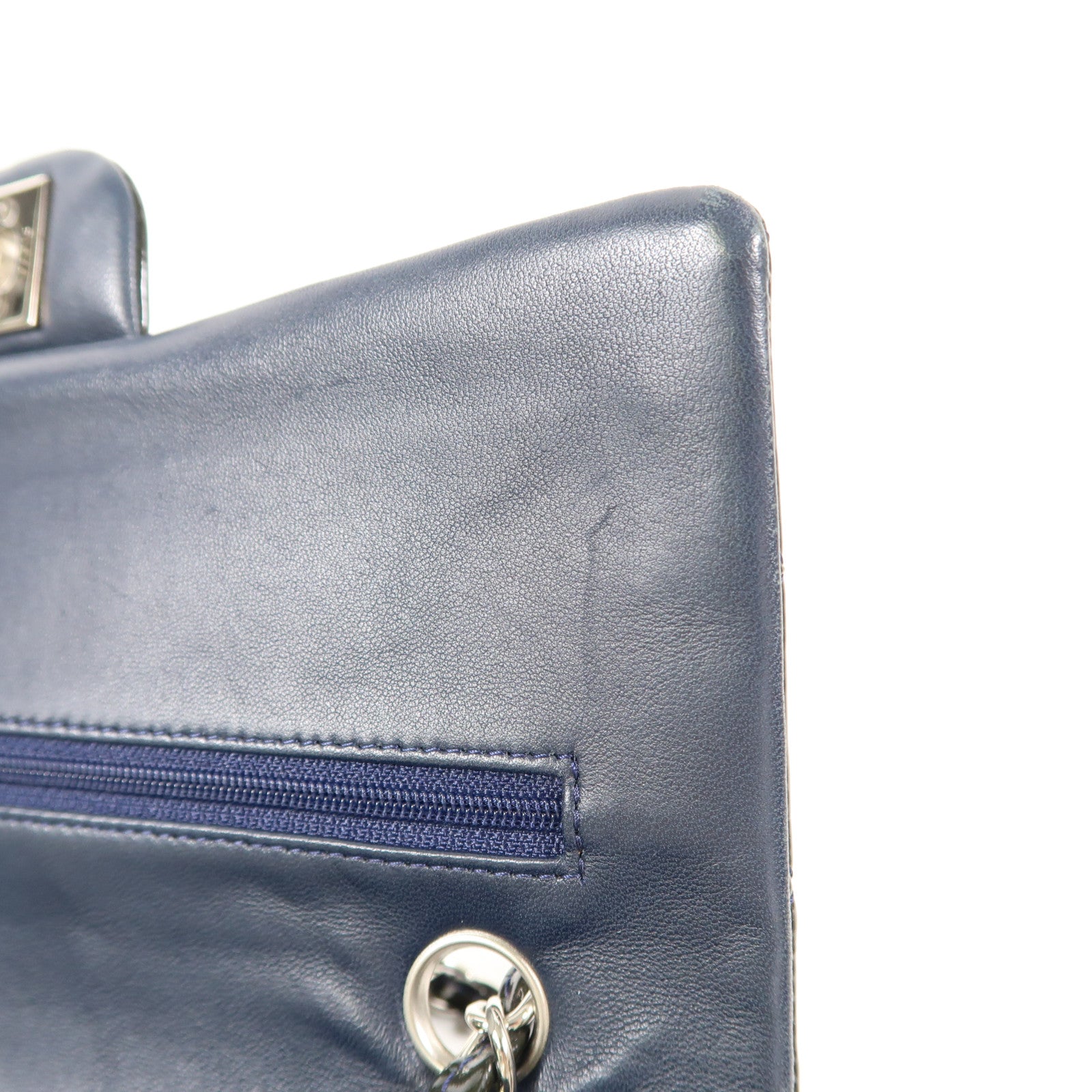 CHANEL 漆皮皮革Classic 25銀扣鏈帶手挽肩背兩用袋