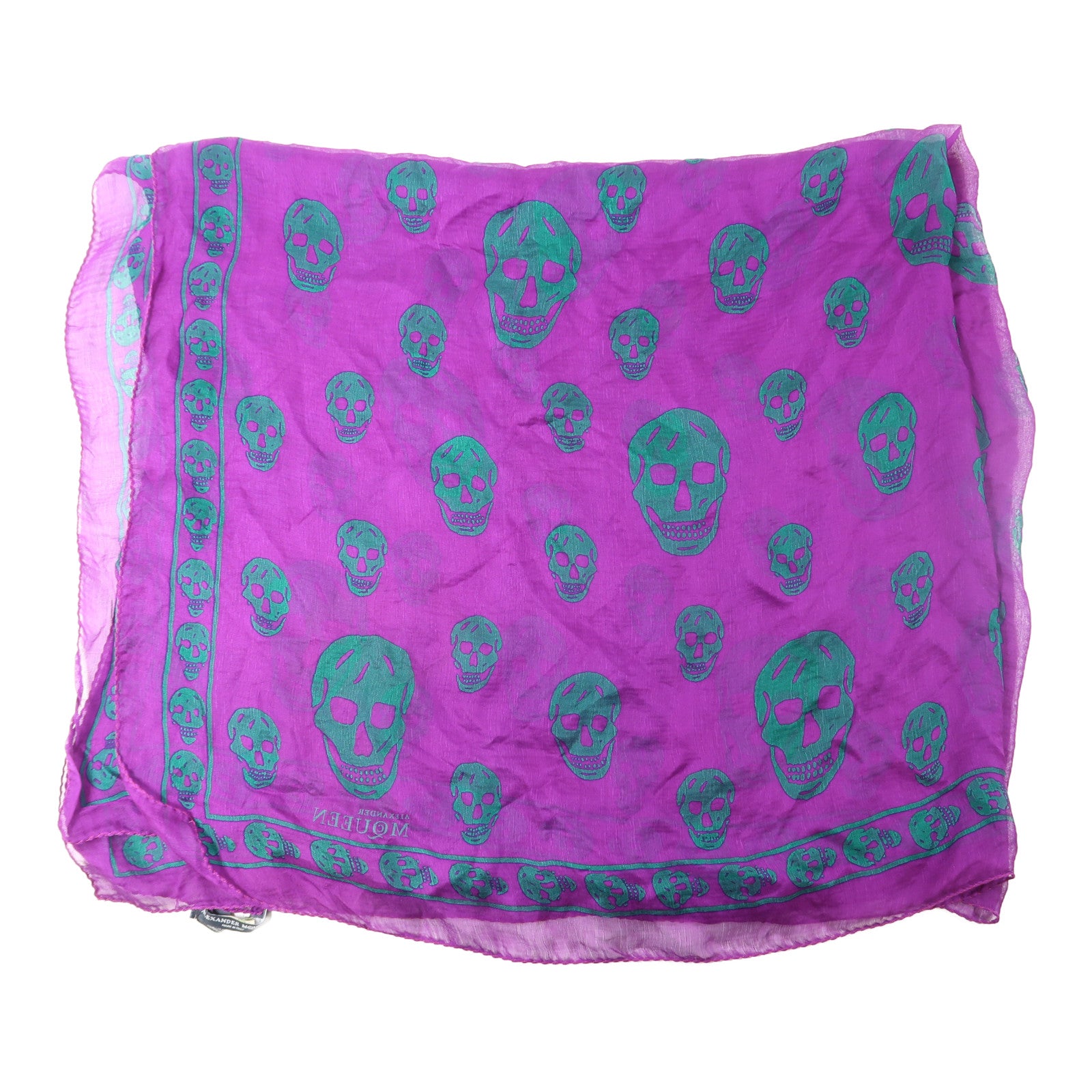 Alexander McQueen 絲質Alexander Mcqueen Scarf絲巾紫色/綠色