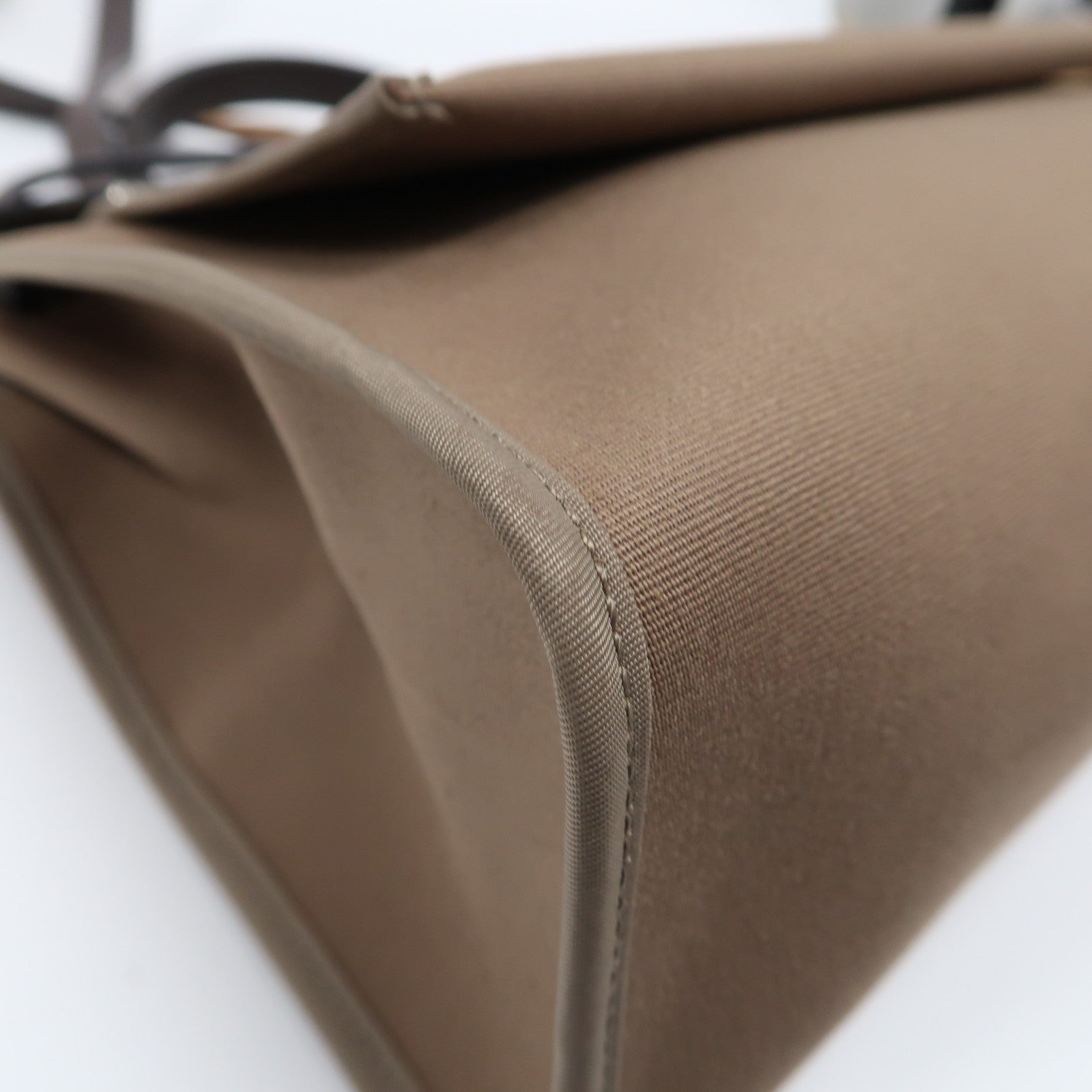 HERMES 帆布Herbag銀扣手挽肩背兩用袋Etoupe/Ebene/啡色